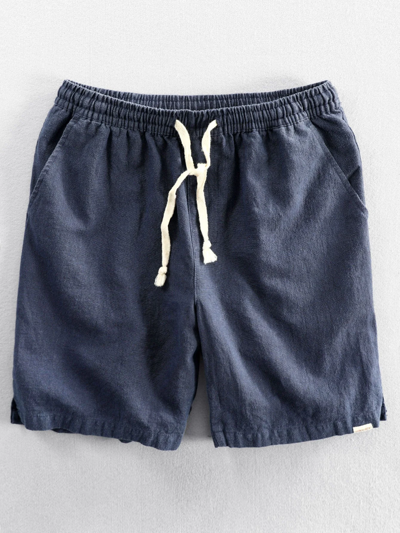 Leinen-Look Kurzarm Stehkragenhemd & Leinen-Baumwoll-Mix Shorts mit Kordelzug - Image 8