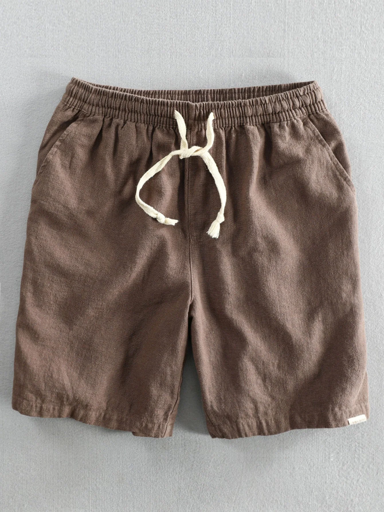 Leinen-Look Kurzarm Stehkragenhemd & Leinen-Baumwoll-Mix Shorts mit Kordelzug - Image 9