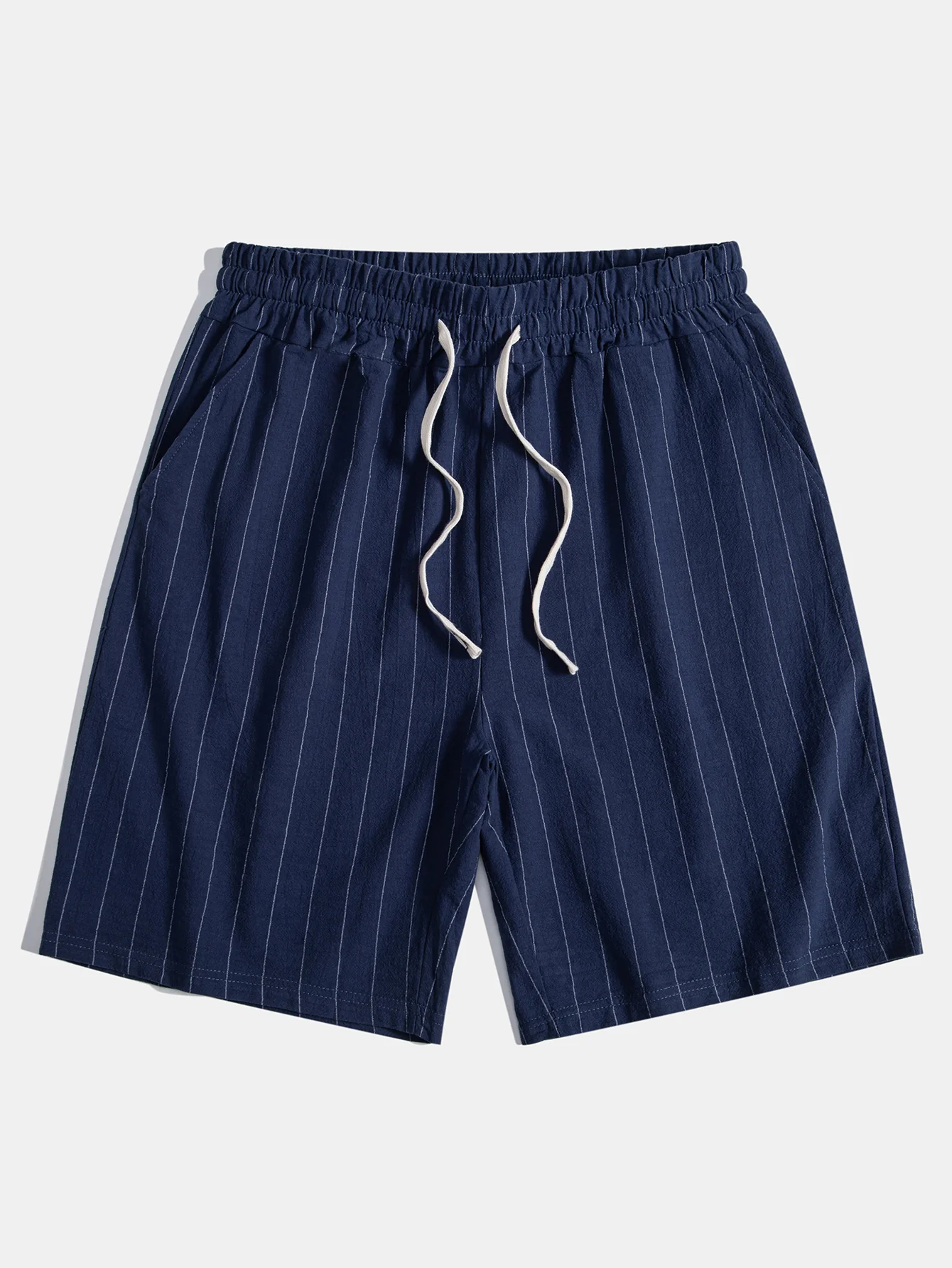 Leinenoptik gestreiftes Hemd mit Knöpfen & Shorts mit Kordelzug - Image 15