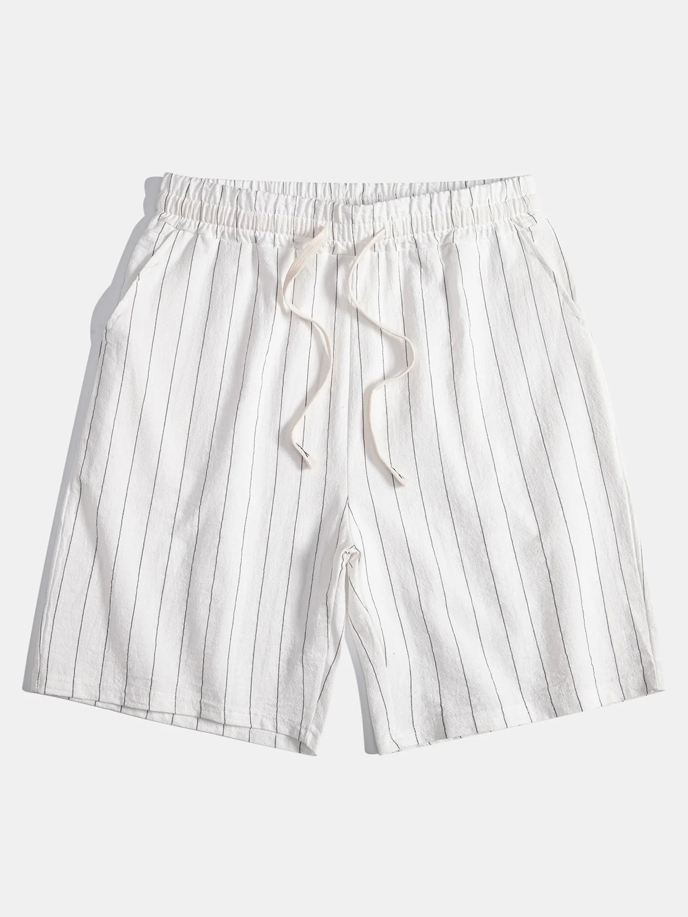 Leinenoptik gestreiftes Hemd mit Knöpfen & Shorts mit Kordelzug - Image 17