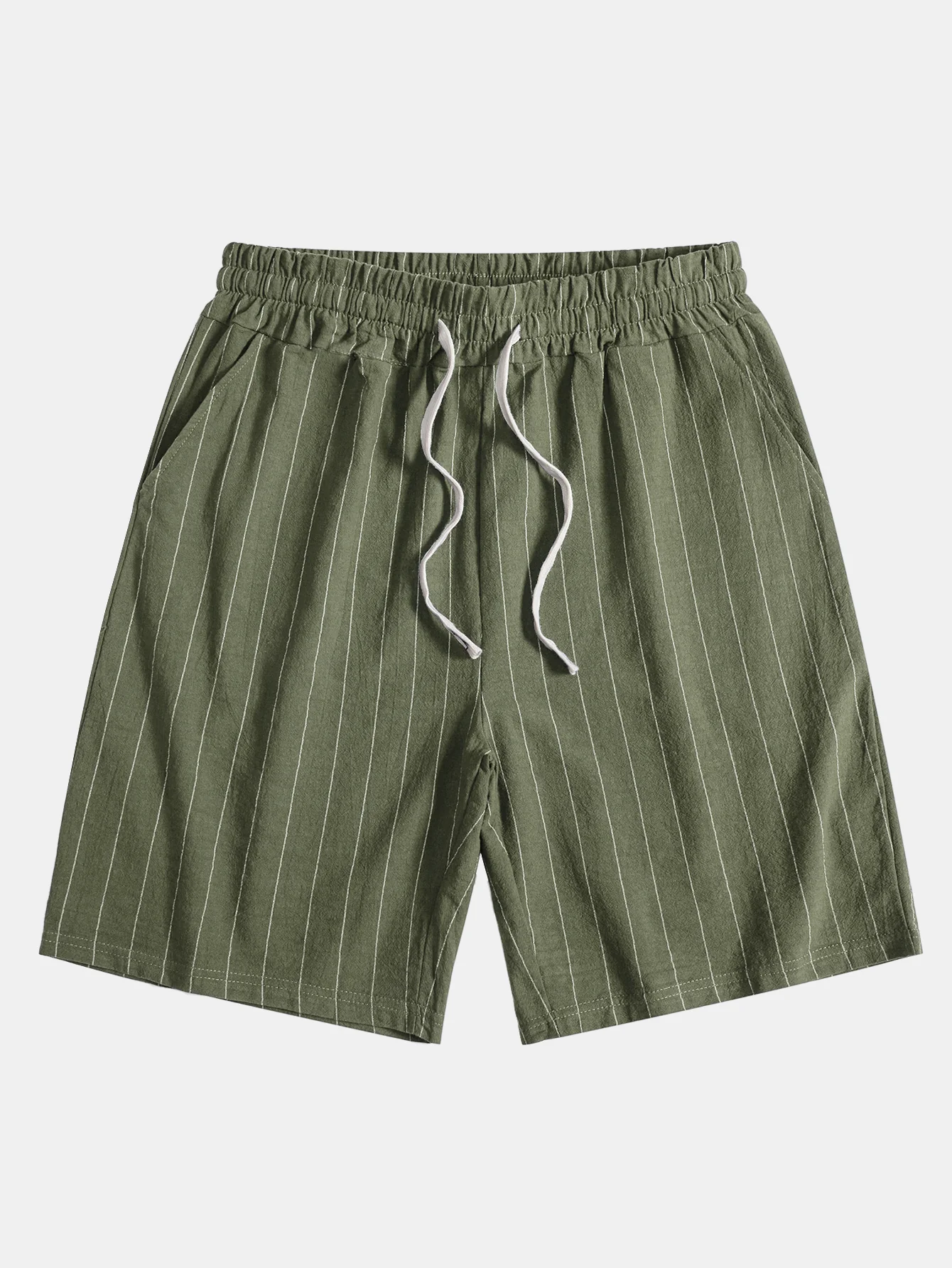Leinenoptik gestreiftes Hemd mit Knöpfen & Shorts mit Kordelzug - Image 19