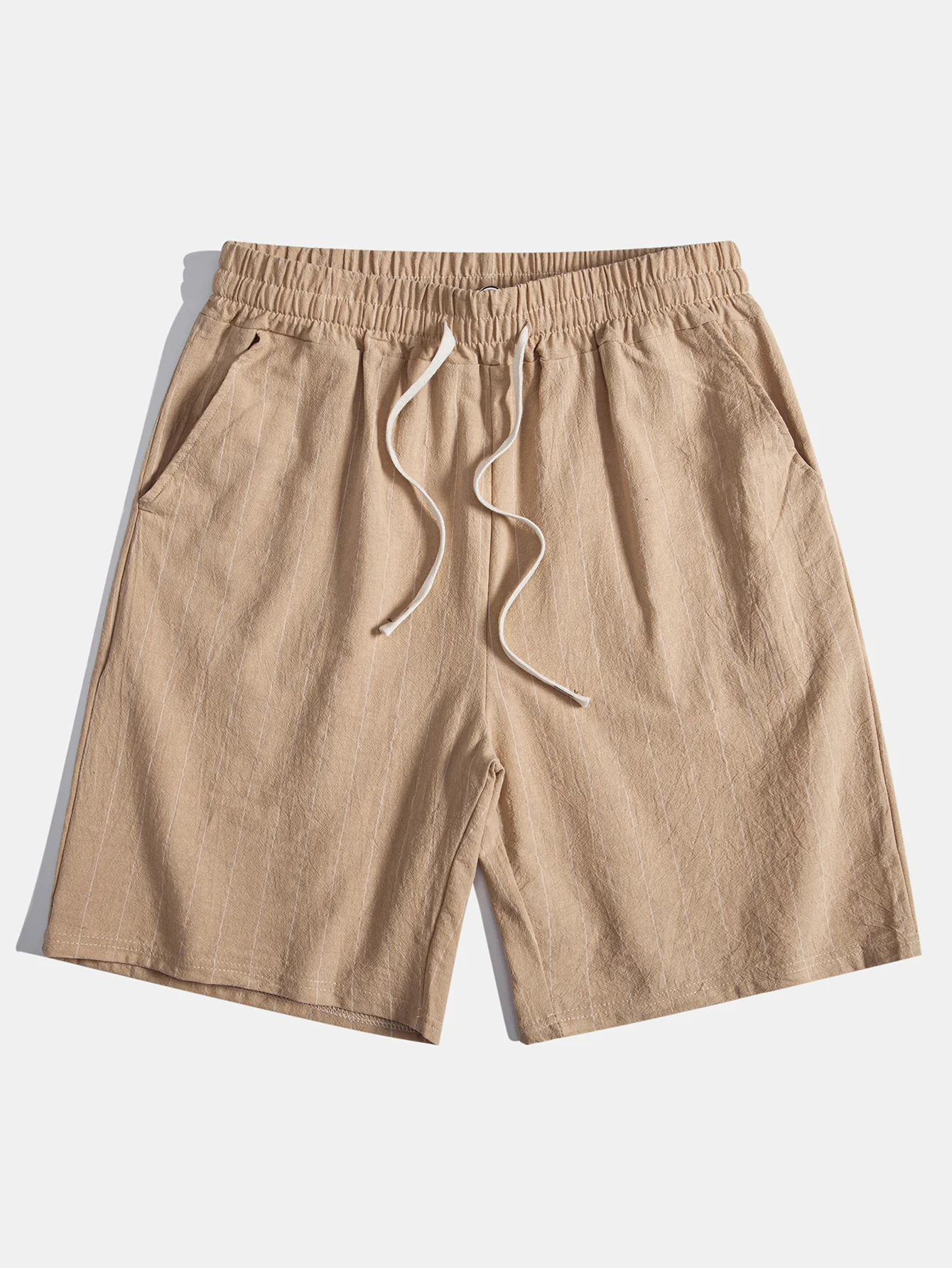 Leinenoptik gestreiftes Hemd mit Knöpfen & Shorts mit Kordelzug - Image 22