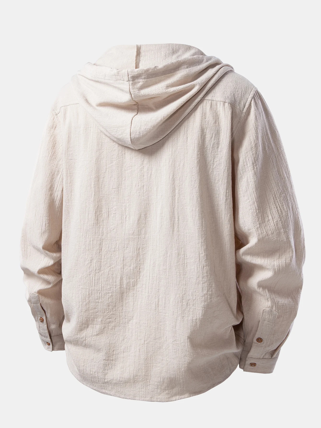 Linen Look Textured Hooded Shirt - Image 2
