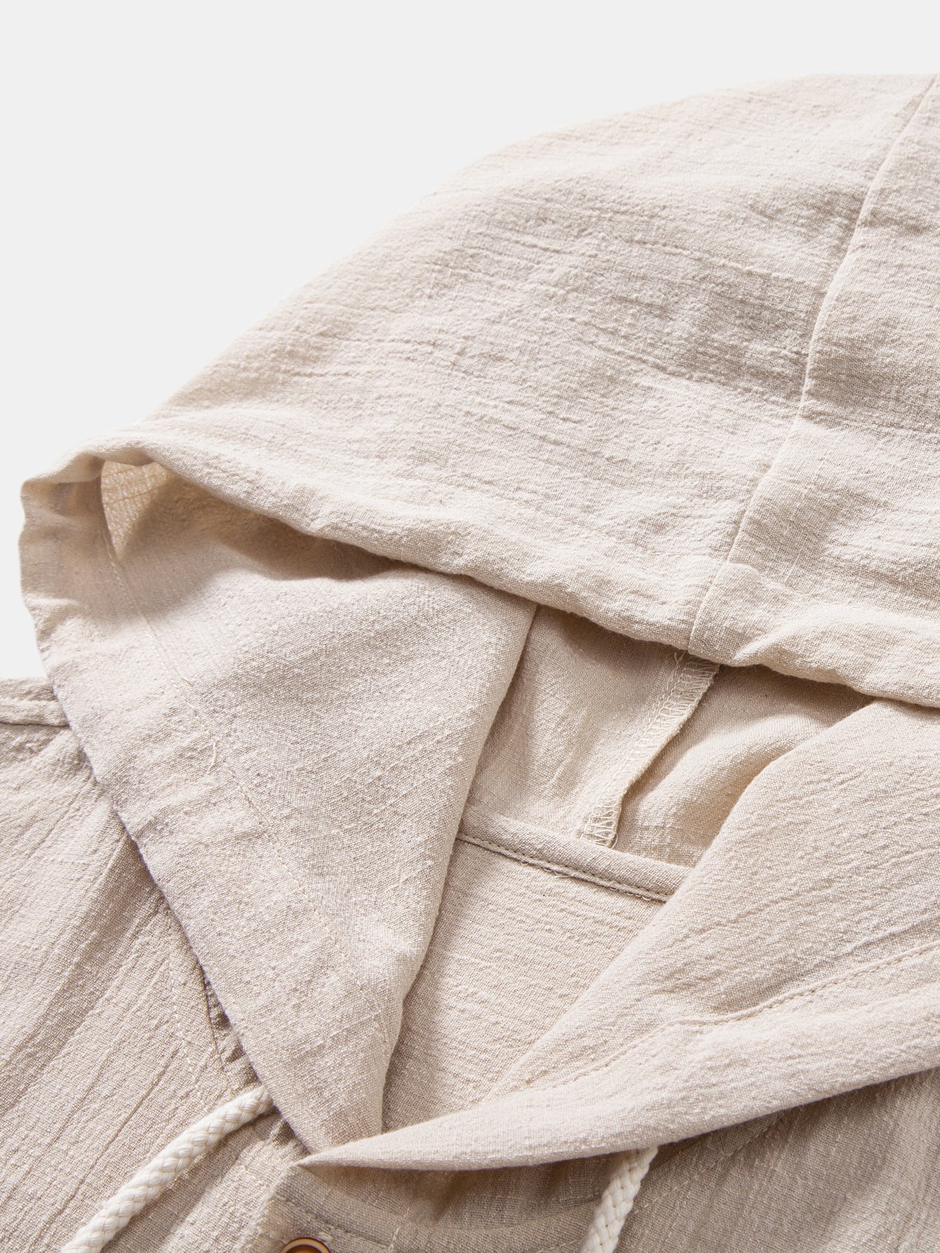 Linen Look Textured Hooded Shirt - Image 3