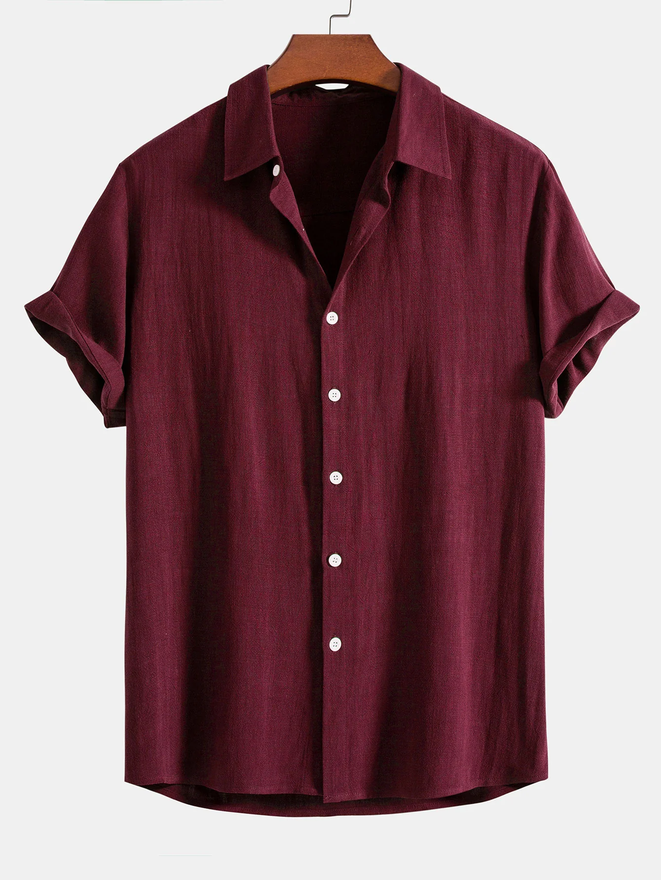 Linen Rayon Blend Button Up Shirt & Linen Blend Drawstring 7" Shorts - Image 16