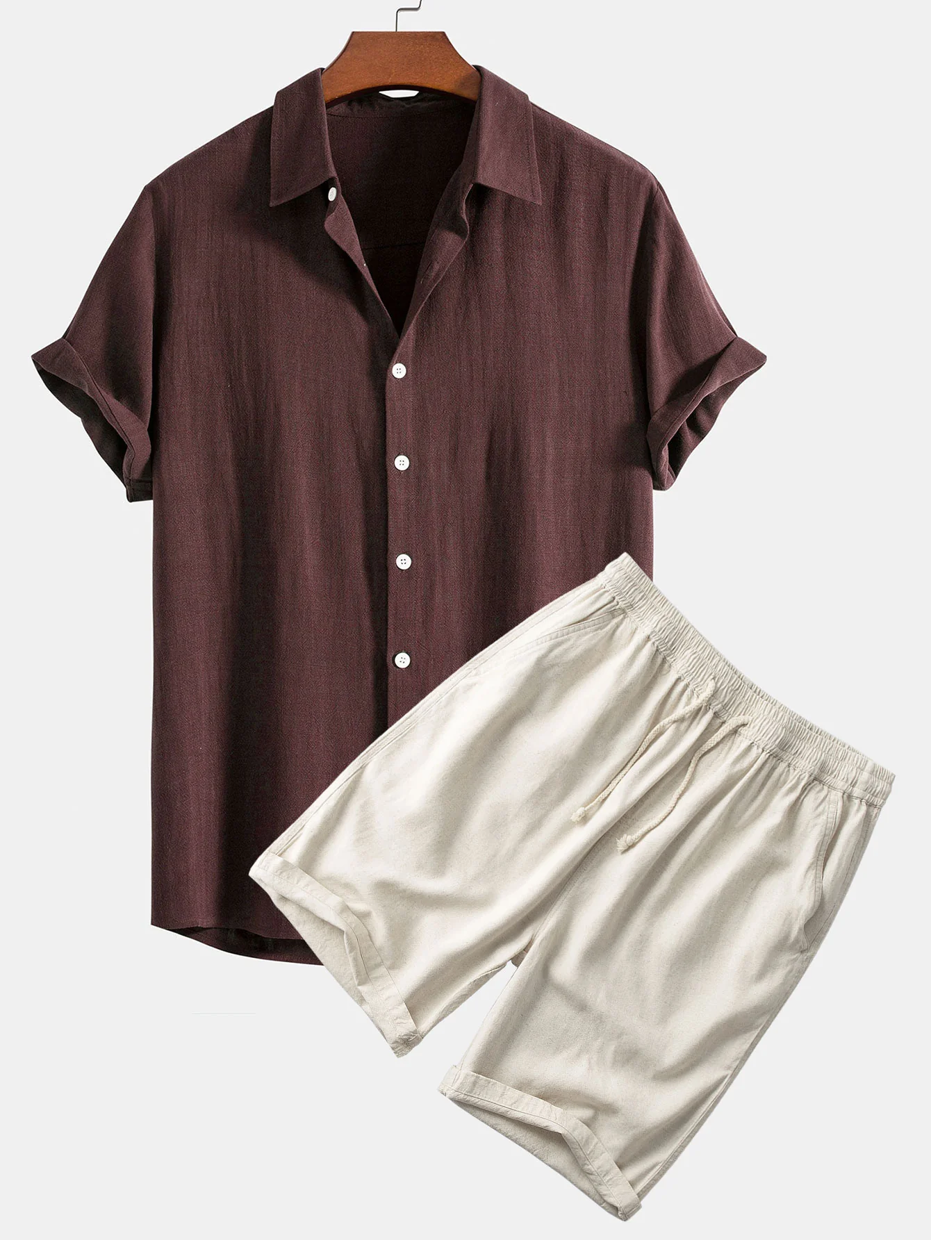 Leinen-Rayon-Mischung Knopf-Down-Hemd & Leinen-Baumwoll-Mischung 11" Shorts - Image 3