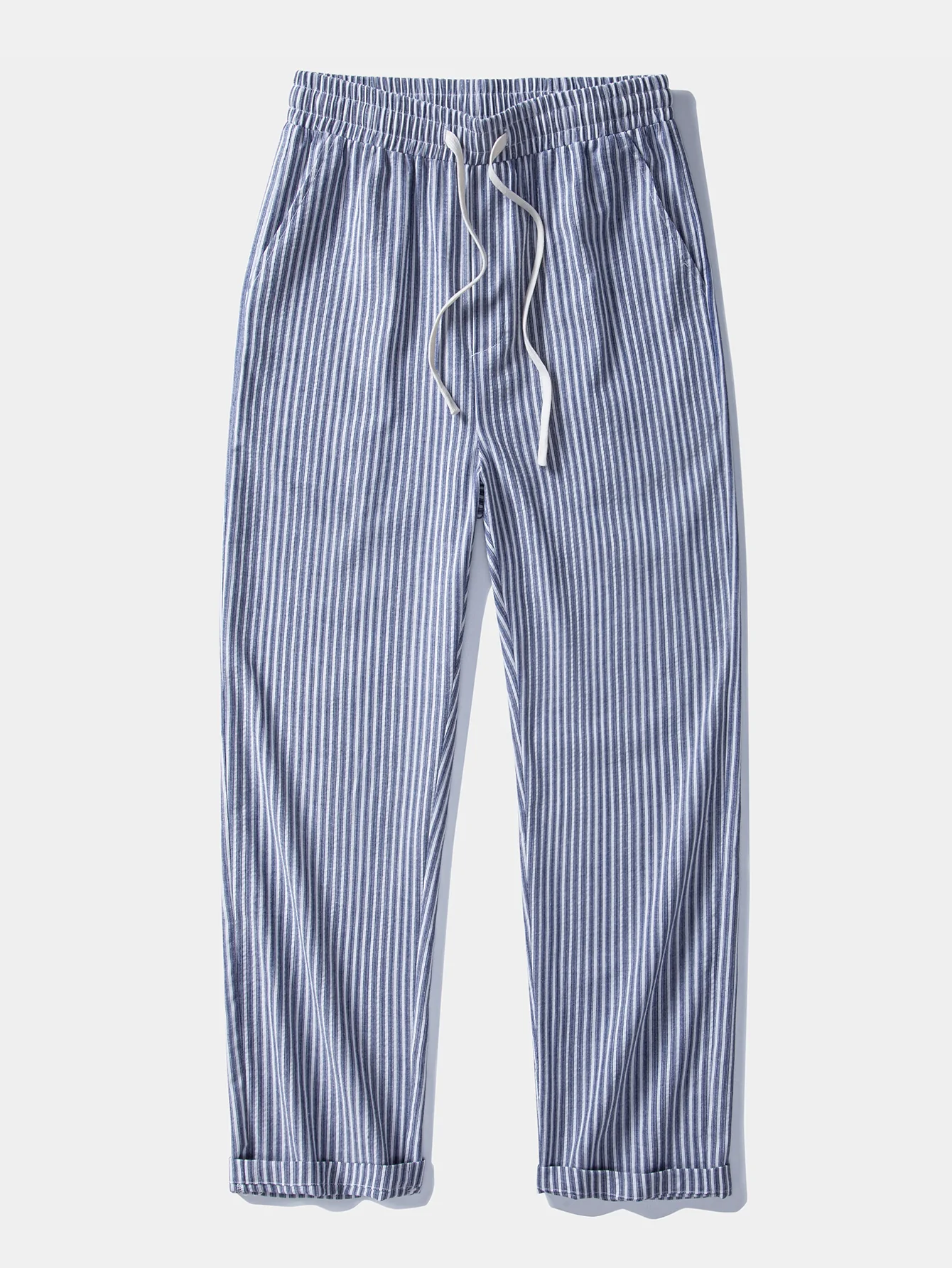 Linen Look Stripe Straight Leg Pants