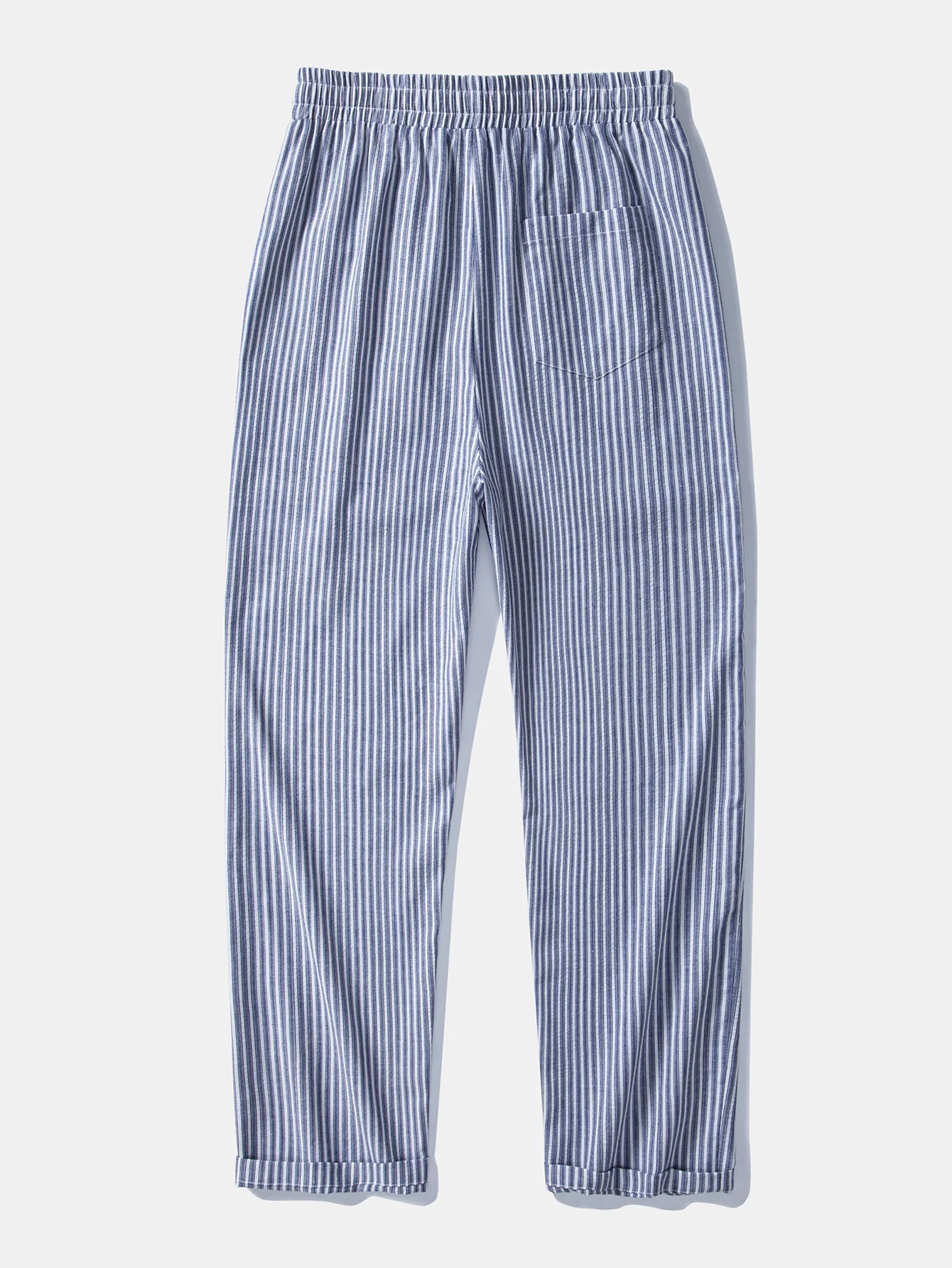 Linen Look Stripe Straight Leg Pants - Image 2