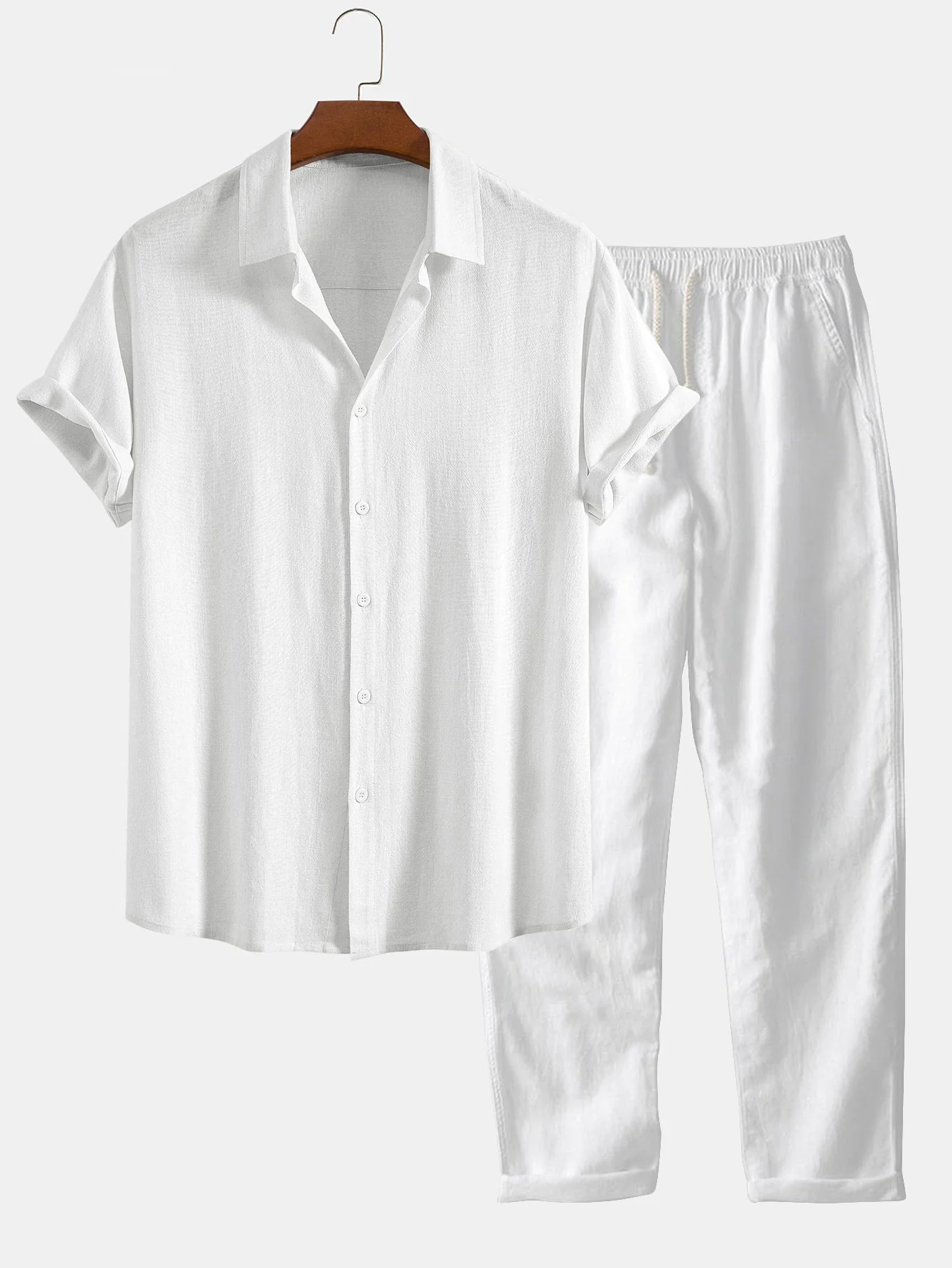 Leinen-Rayon-Mischung Knopf-Down-Hemd & gerade Leinenhose - Image 5