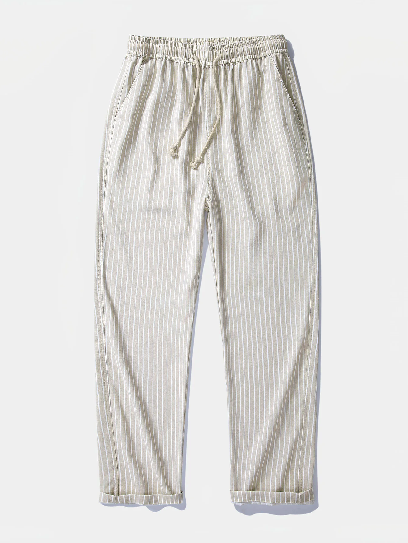 Stripe Straight Leg Linen Pants