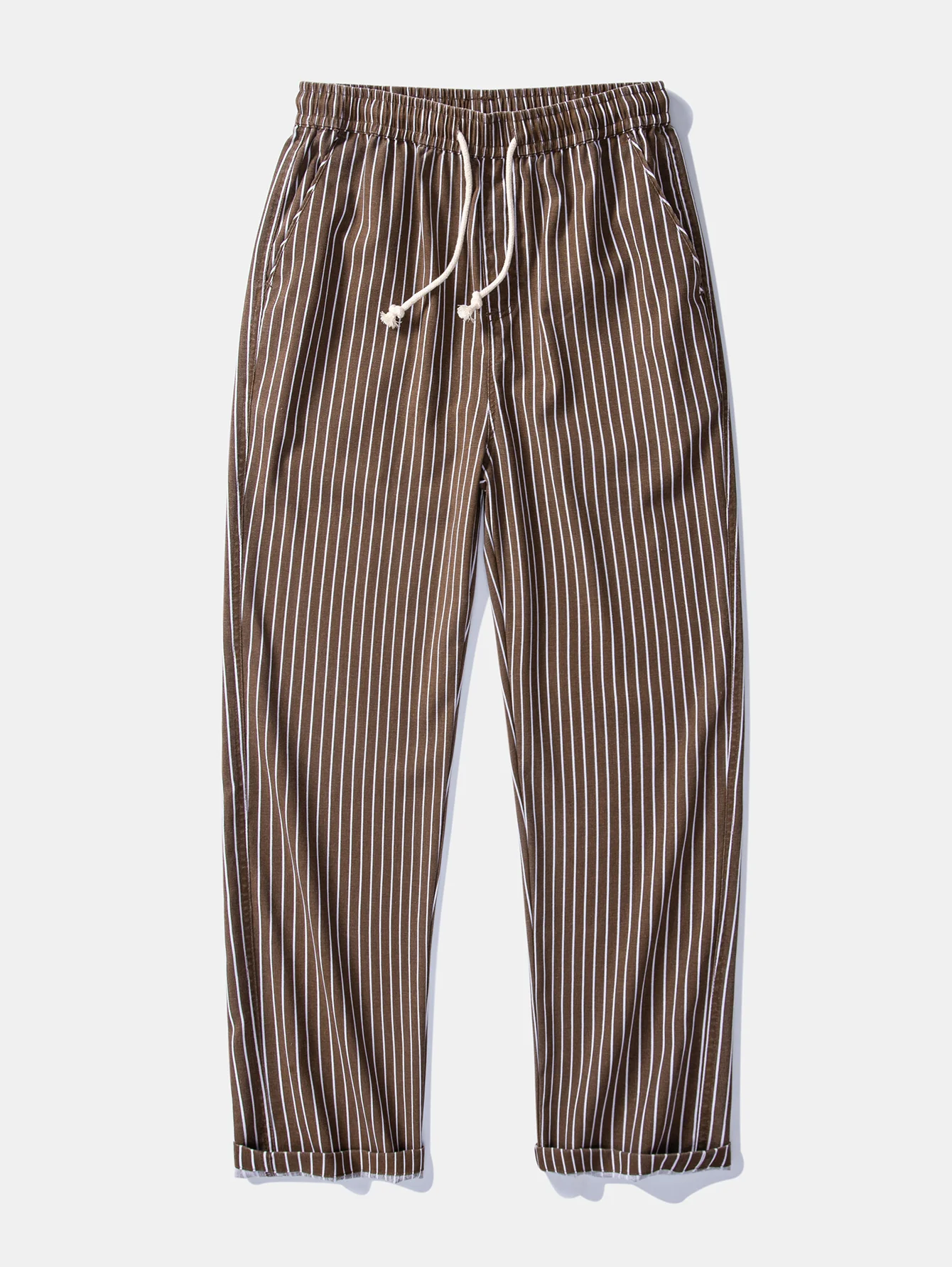 Stripe Straight Leg Linen Pants - Image 5