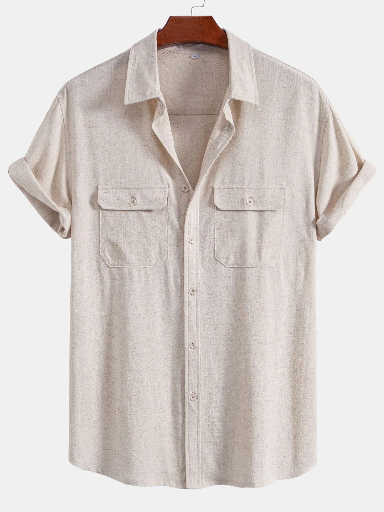 Leinen-Rayon-Mischung Utility-Hemd mit Tasche