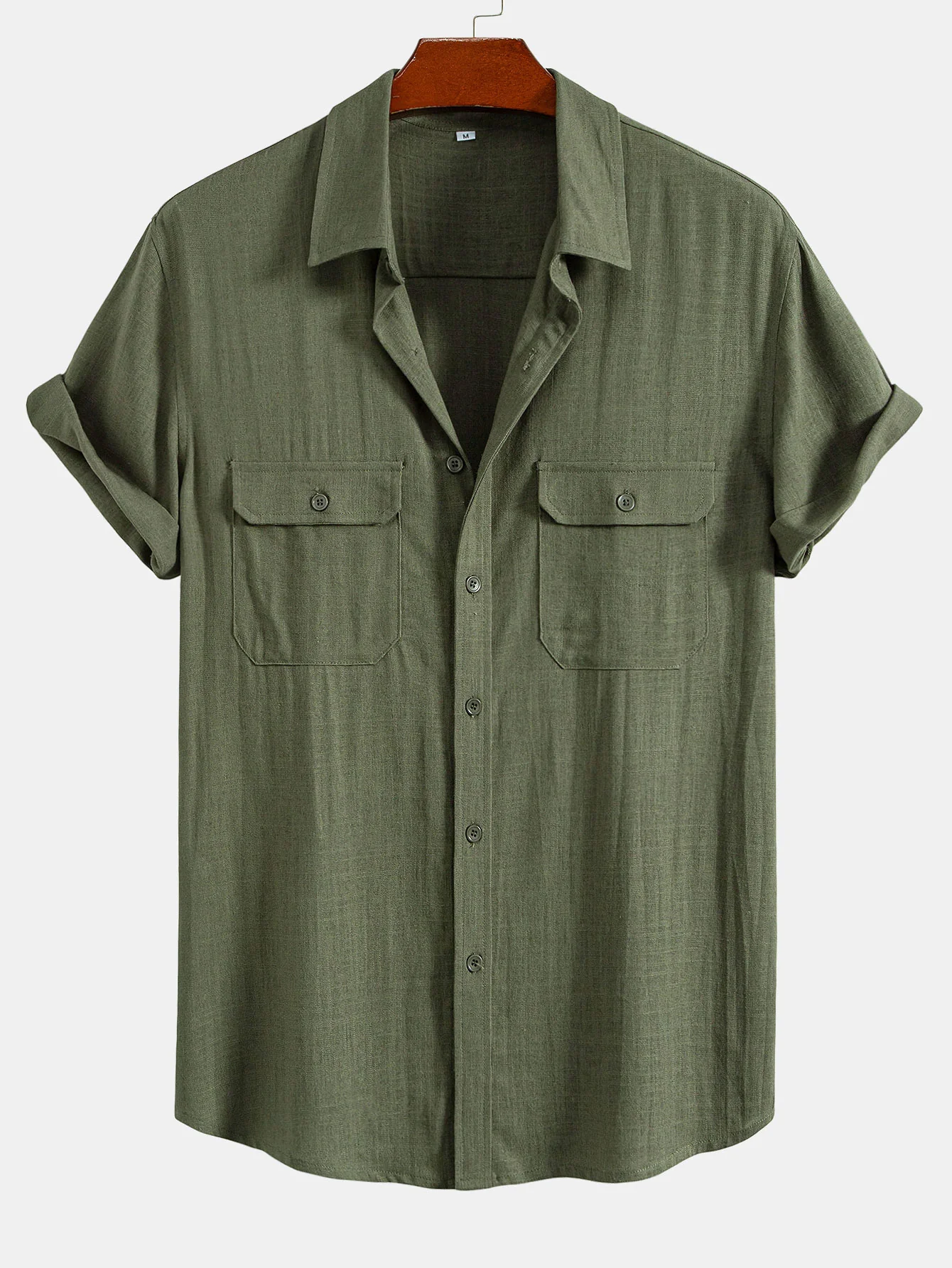 Leinen-Rayon-Mischung Utility-Hemd mit Tasche - Image 3