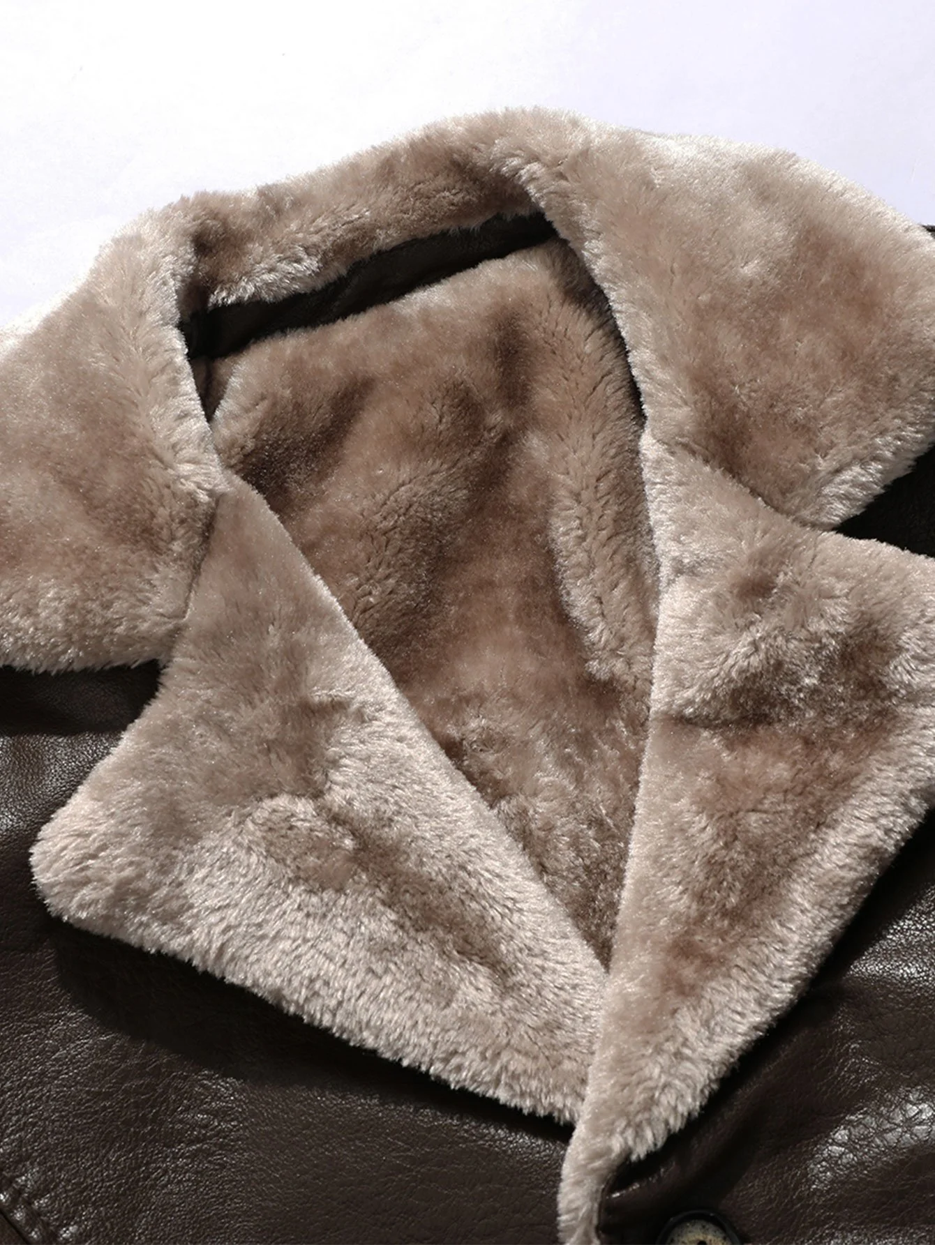 Lange Linie Kunstfell gefütterte PU-Lederjacke - Image 6