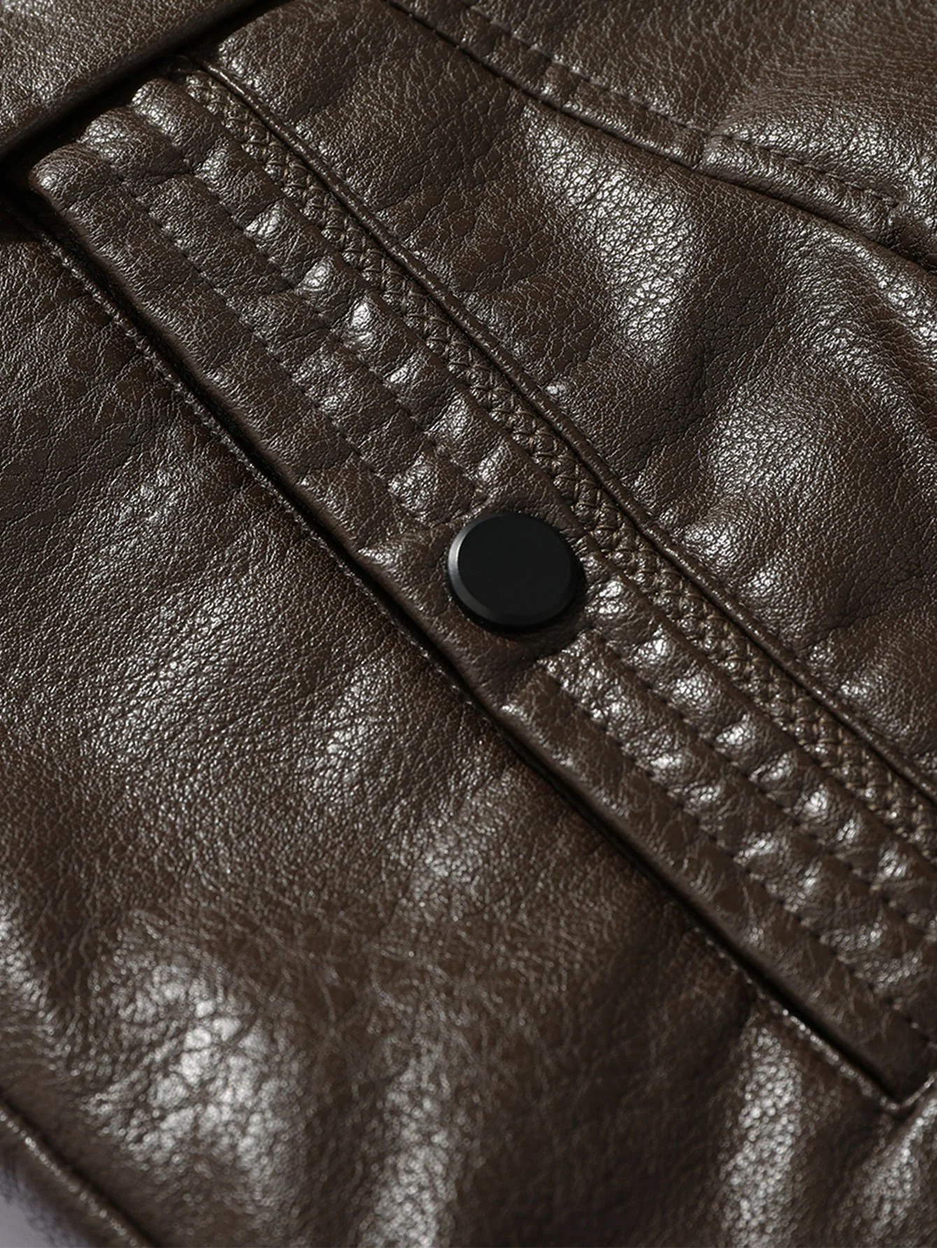 Lange Linie Kunstfell gefütterte PU-Lederjacke - Image 8