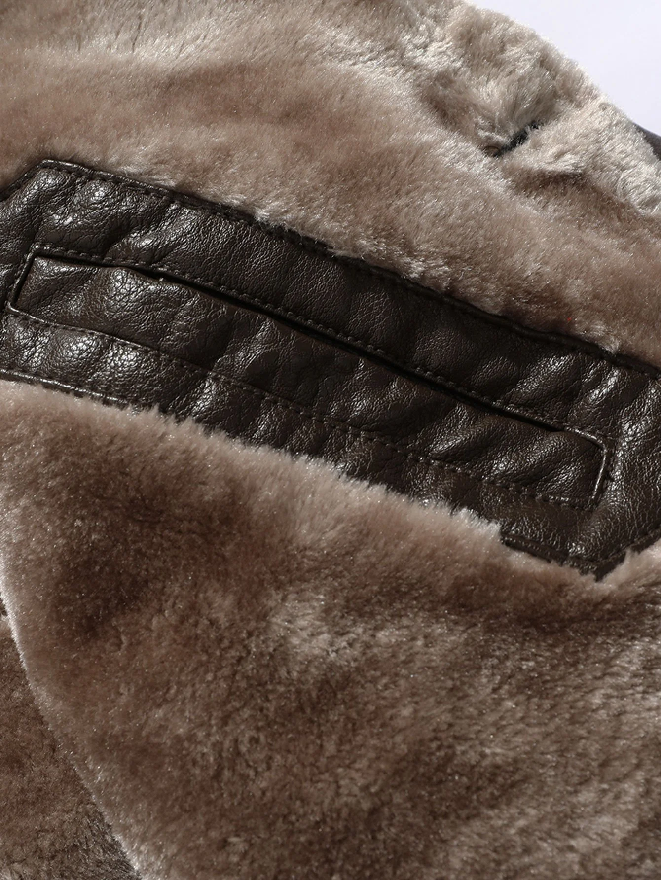 Lange Linie Kunstfell gefütterte PU-Lederjacke - Image 9