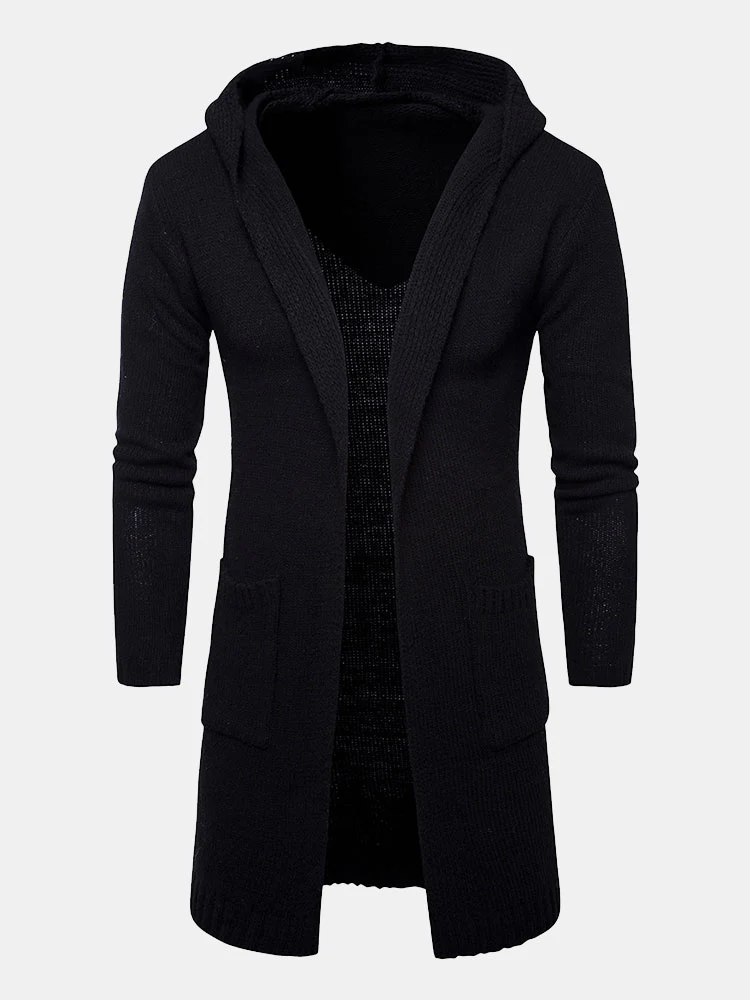 Langer Kapuzen-Strickcardigan - Image 4