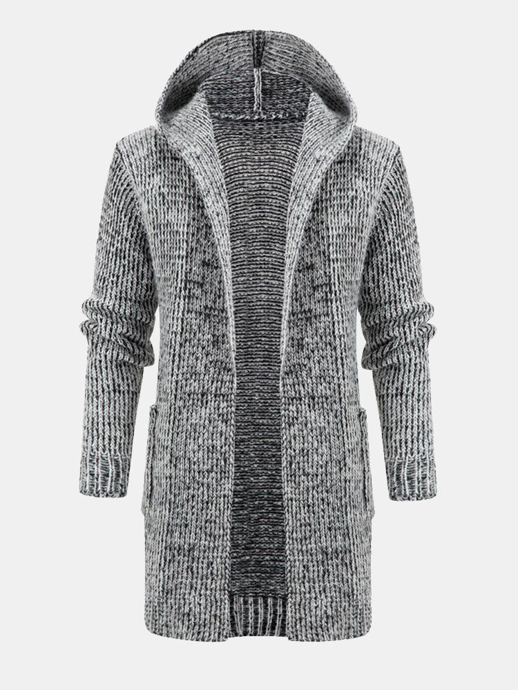 Lange gestrickte Kapuzenjacke - Image 2