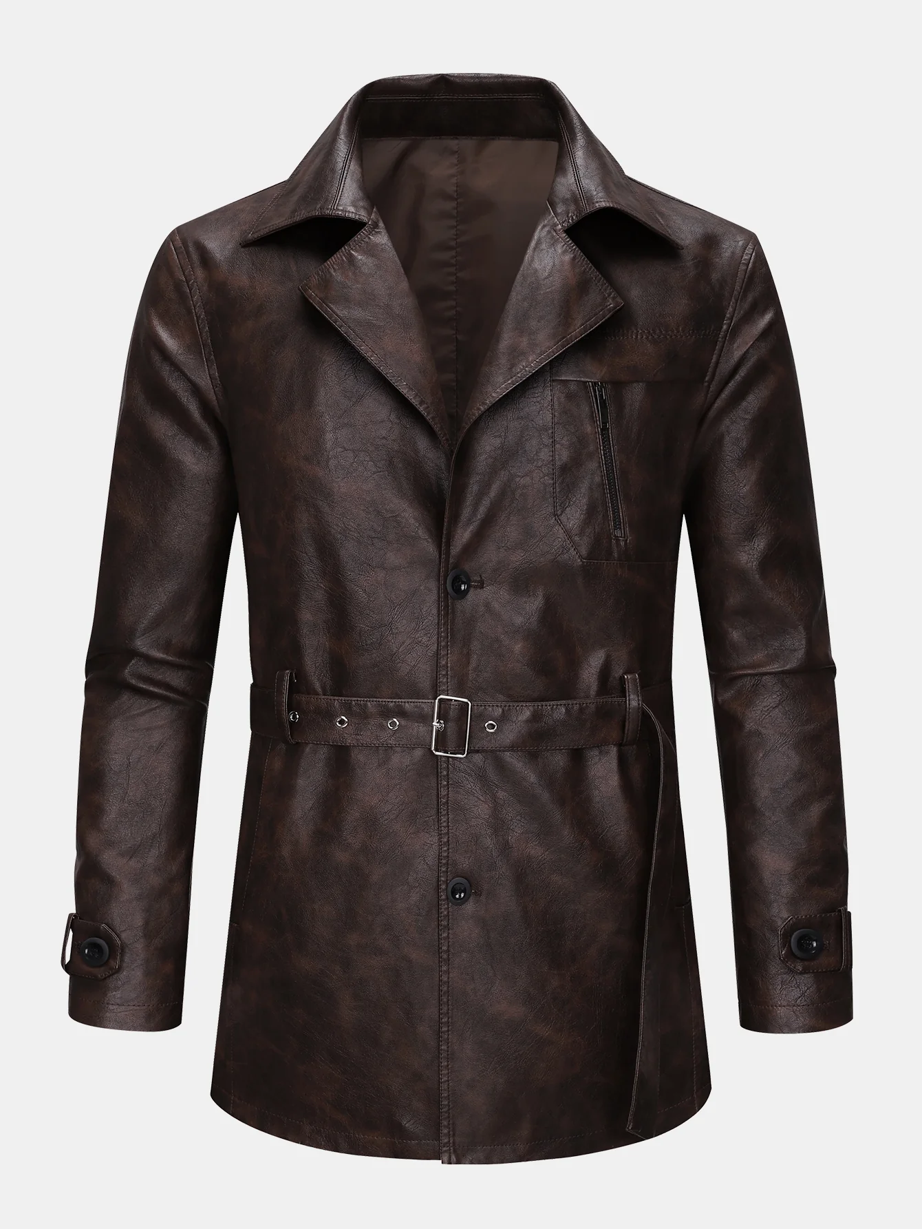 Lang geschnittener Trenchcoat aus PU-Leder - Image 2