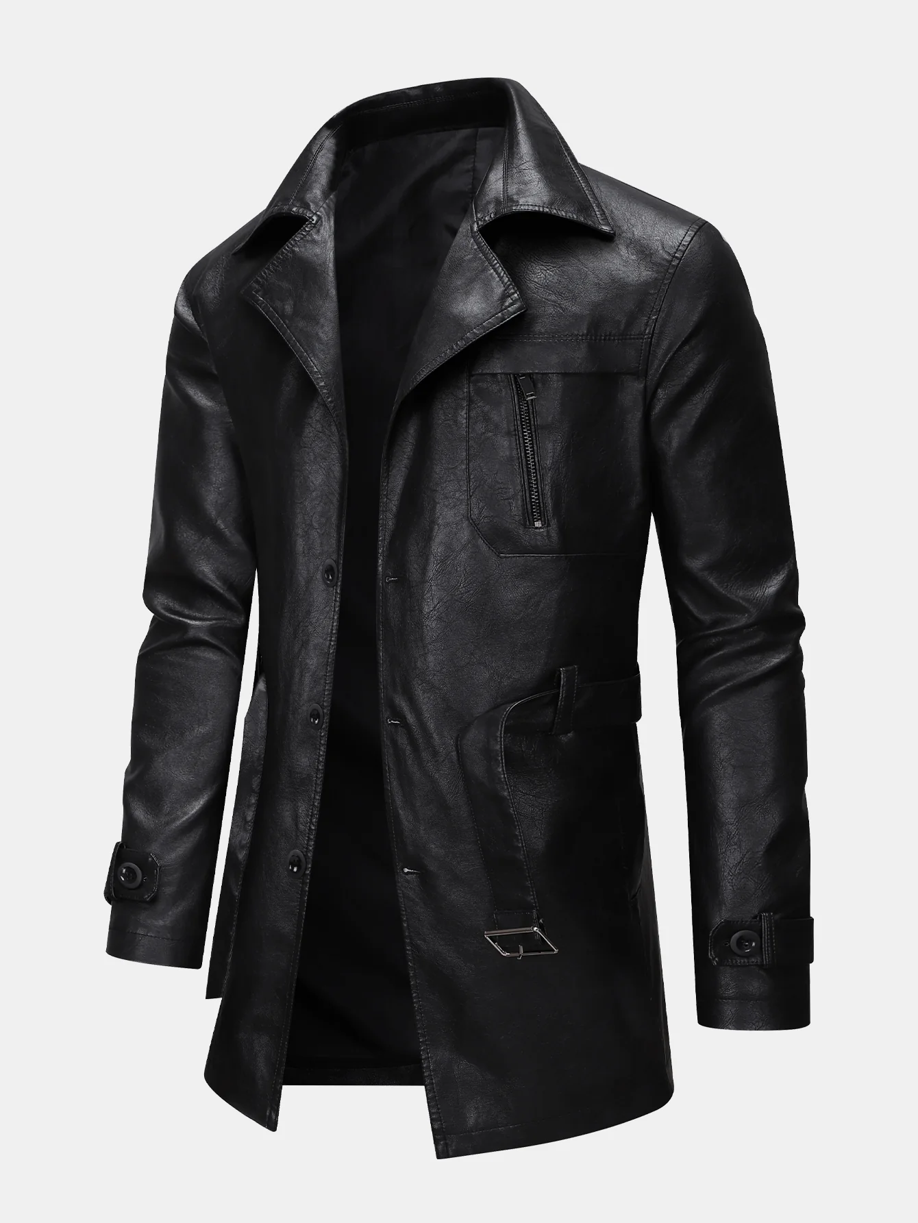 Lang geschnittener Trenchcoat aus PU-Leder - Image 4