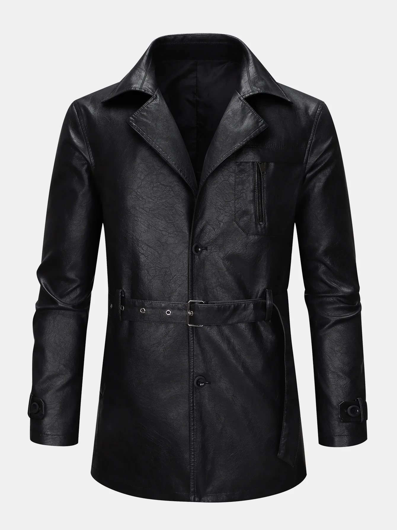 Lang geschnittener Trenchcoat aus PU-Leder - Image 5