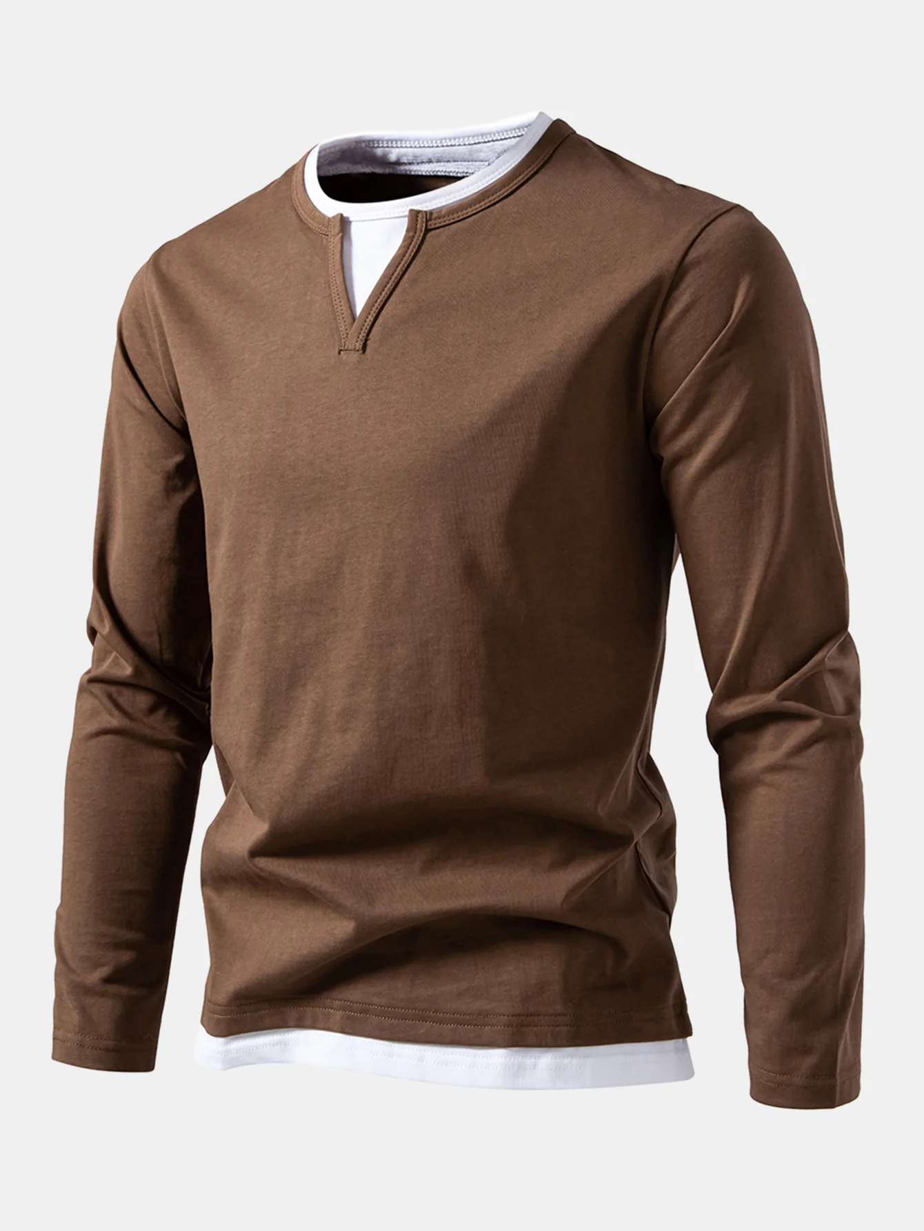 Long Sleeve 2 In 1 Notched Collar T-Shirt - Image 2