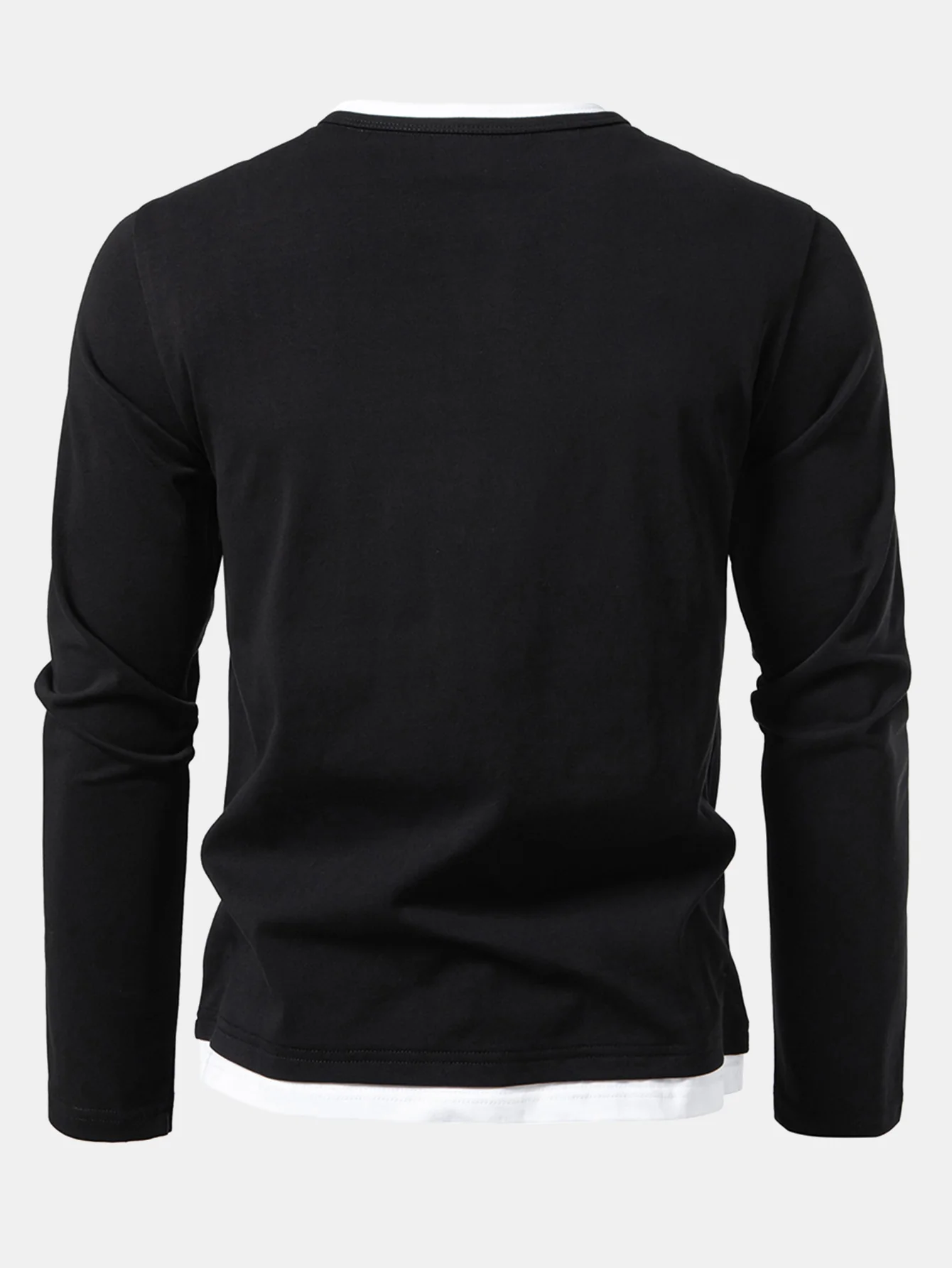 Long Sleeve 2 In 1 Notched Collar T-Shirt - Image 6