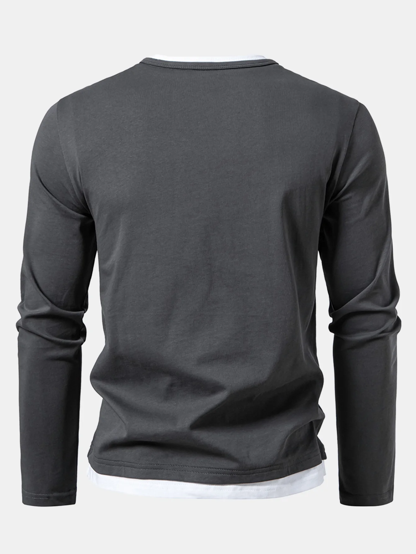 Long Sleeve 2 In 1 Notched Collar T-Shirt - Image 9