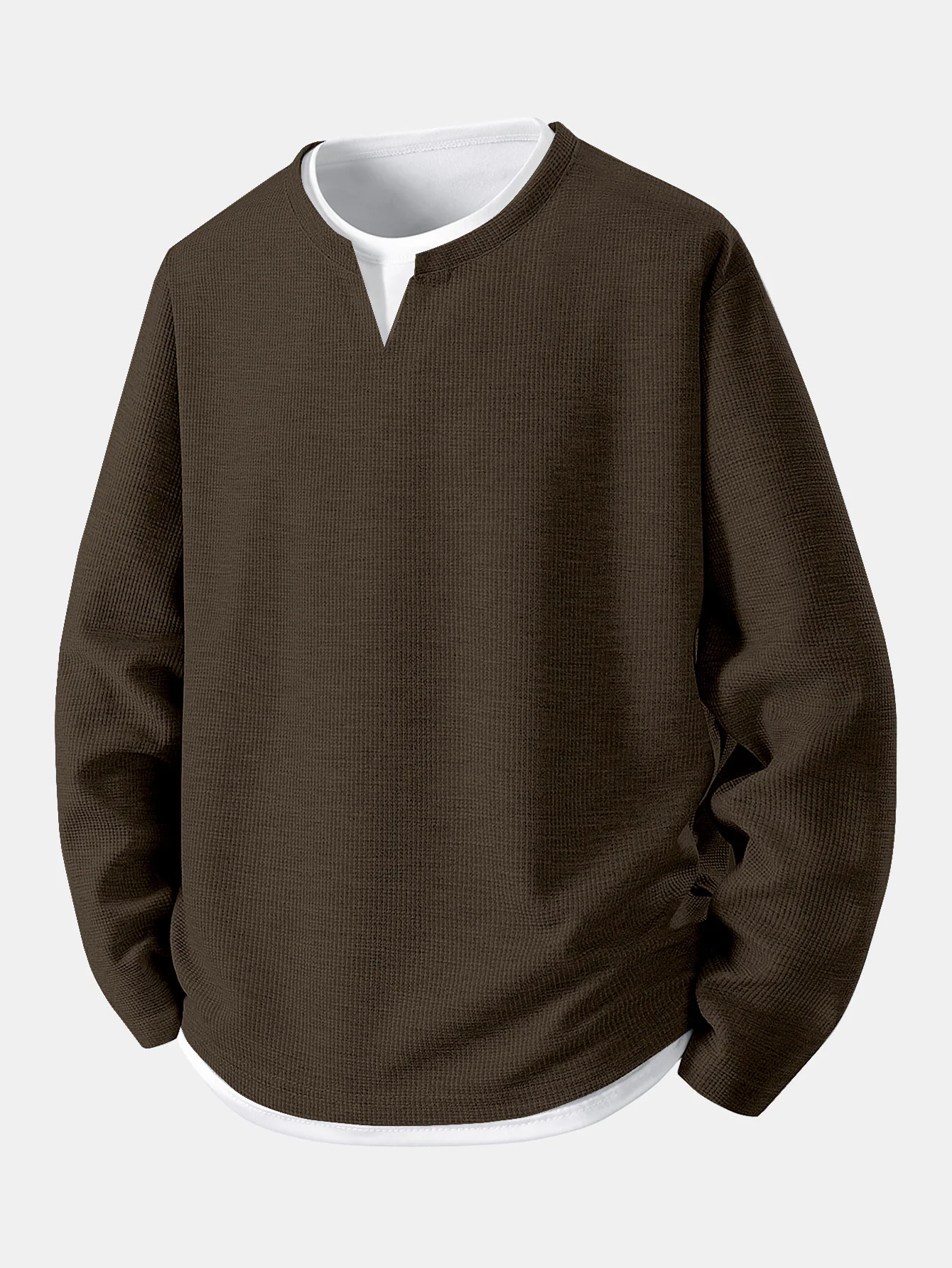 Relaxed Fit Langarm 2-in-1 Waffel T-Shirt - Image 4
