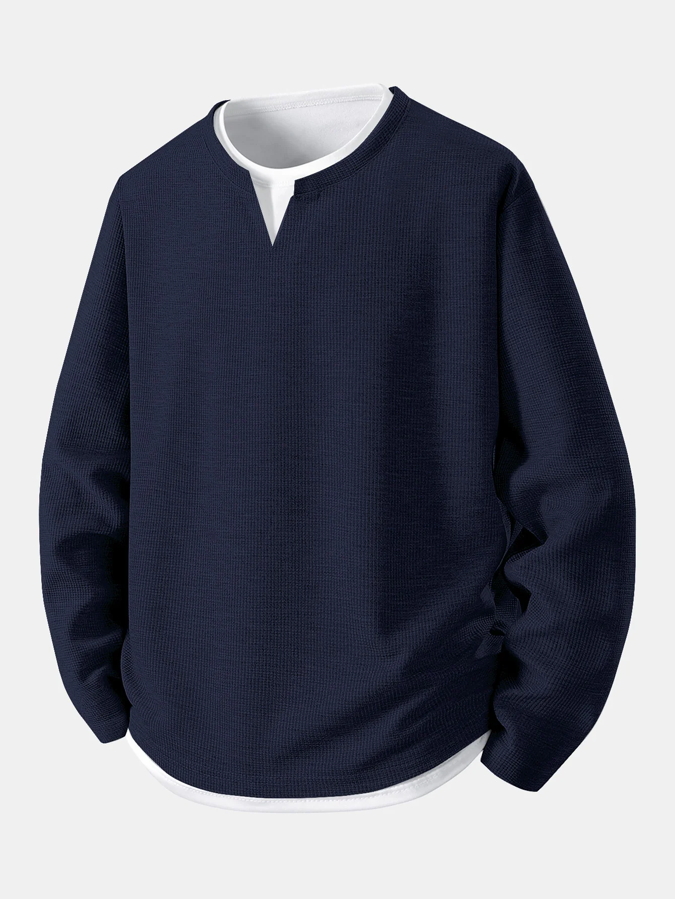 Relaxed Fit Langarm 2-in-1 Waffel T-Shirt - Image 5