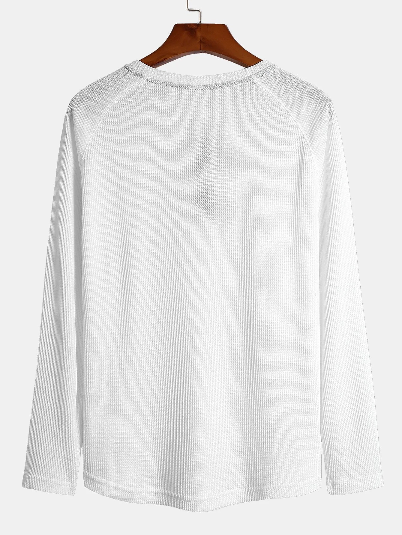 Langarm-Arc-Saum-Waffel-Henley-Shirt - Image 8