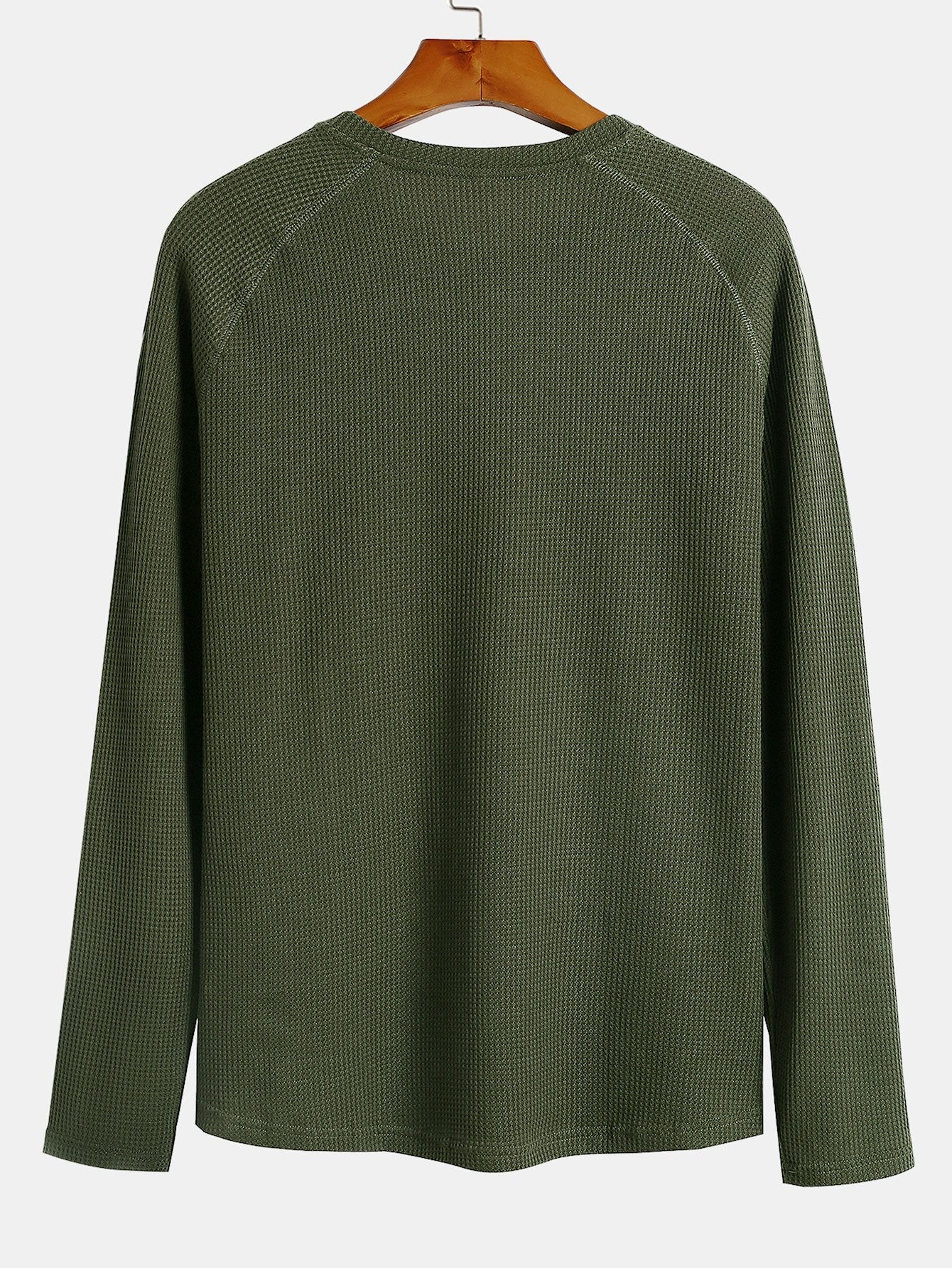 Langarm-Arc-Saum-Waffel-Henley-Shirt - Image 9