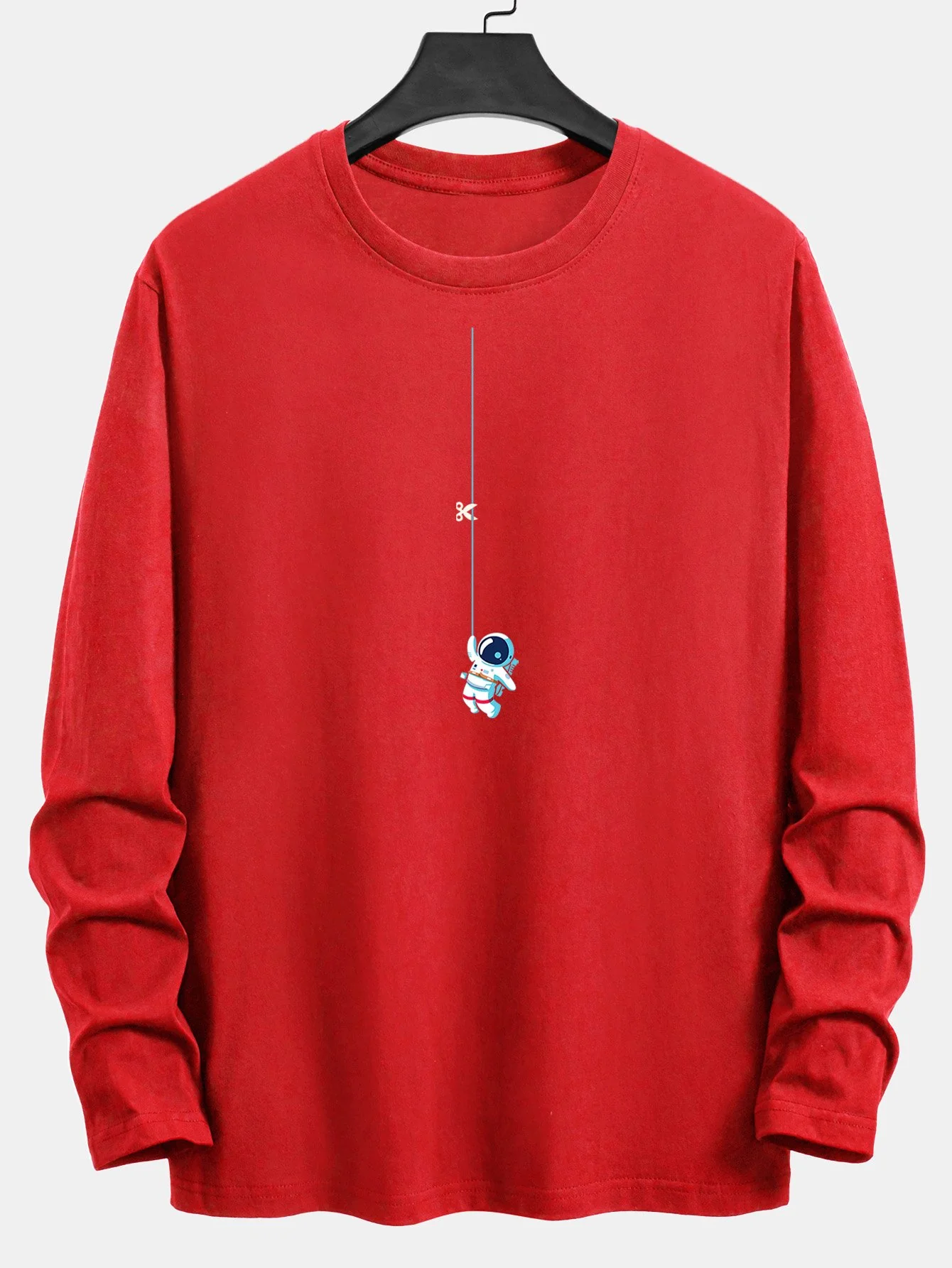 Langarm-Astronauten-Aufdruck Baumwoll-T-Shirt mit Seil - Image 10