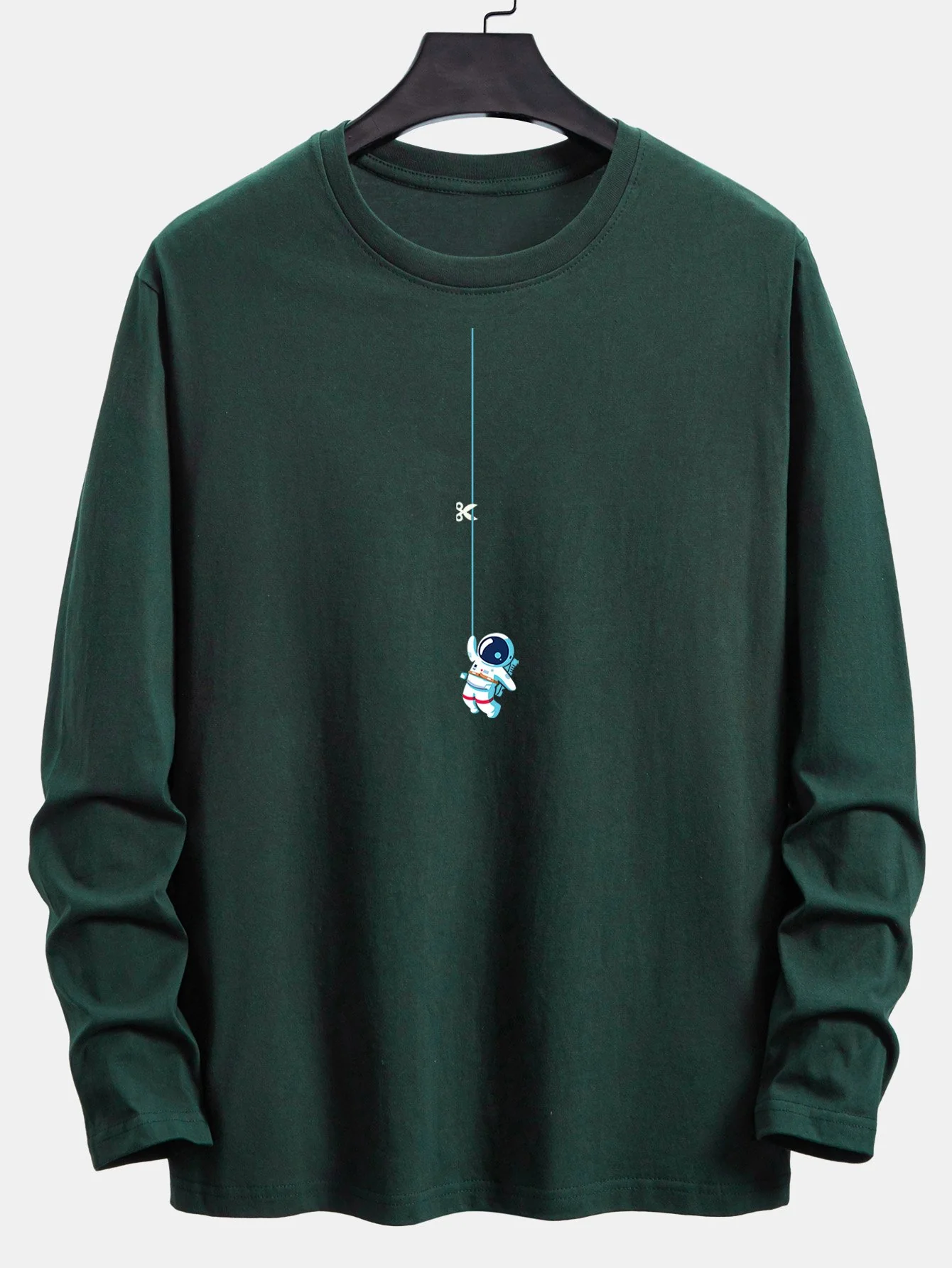 Langarm-Astronauten-Aufdruck Baumwoll-T-Shirt mit Seil - Image 2