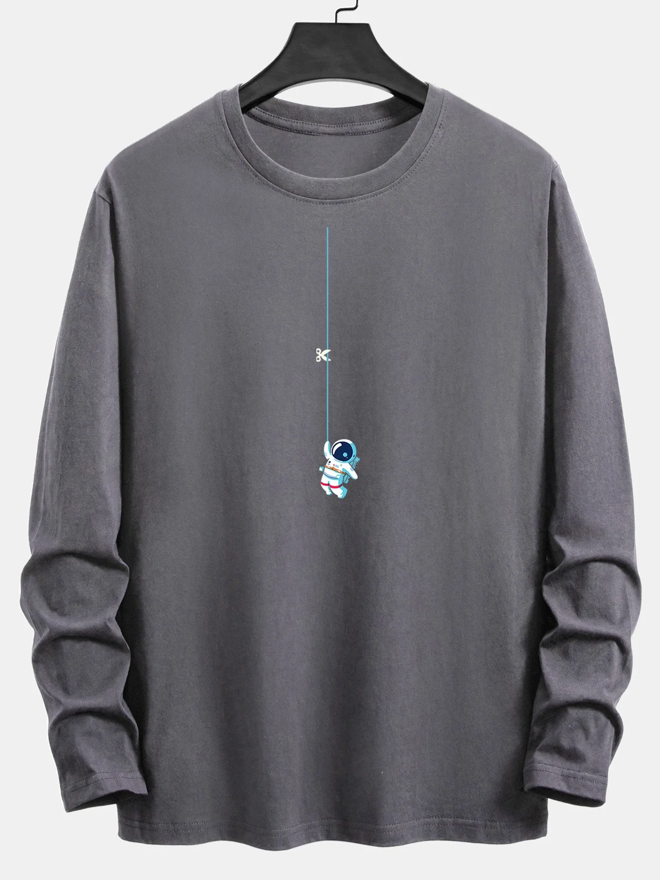 Langarm-Astronauten-Aufdruck Baumwoll-T-Shirt mit Seil - Image 3