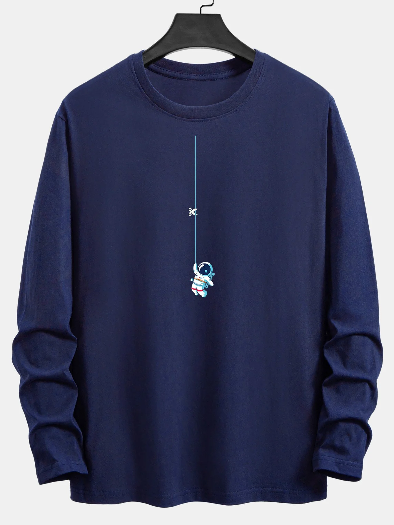 Langarm-Astronauten-Aufdruck Baumwoll-T-Shirt mit Seil - Image 4