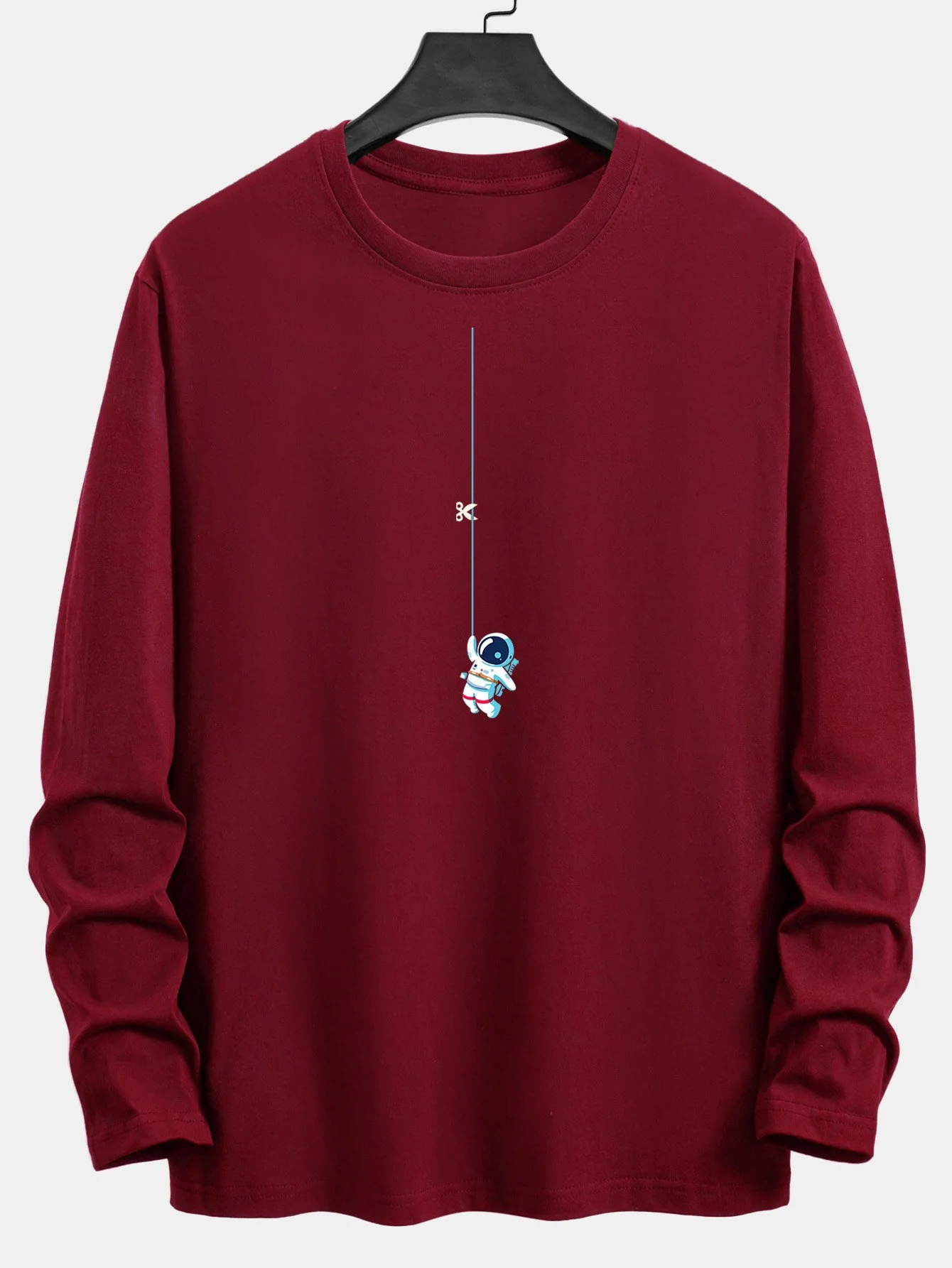 Langarm-Astronauten-Aufdruck Baumwoll-T-Shirt mit Seil - Image 5
