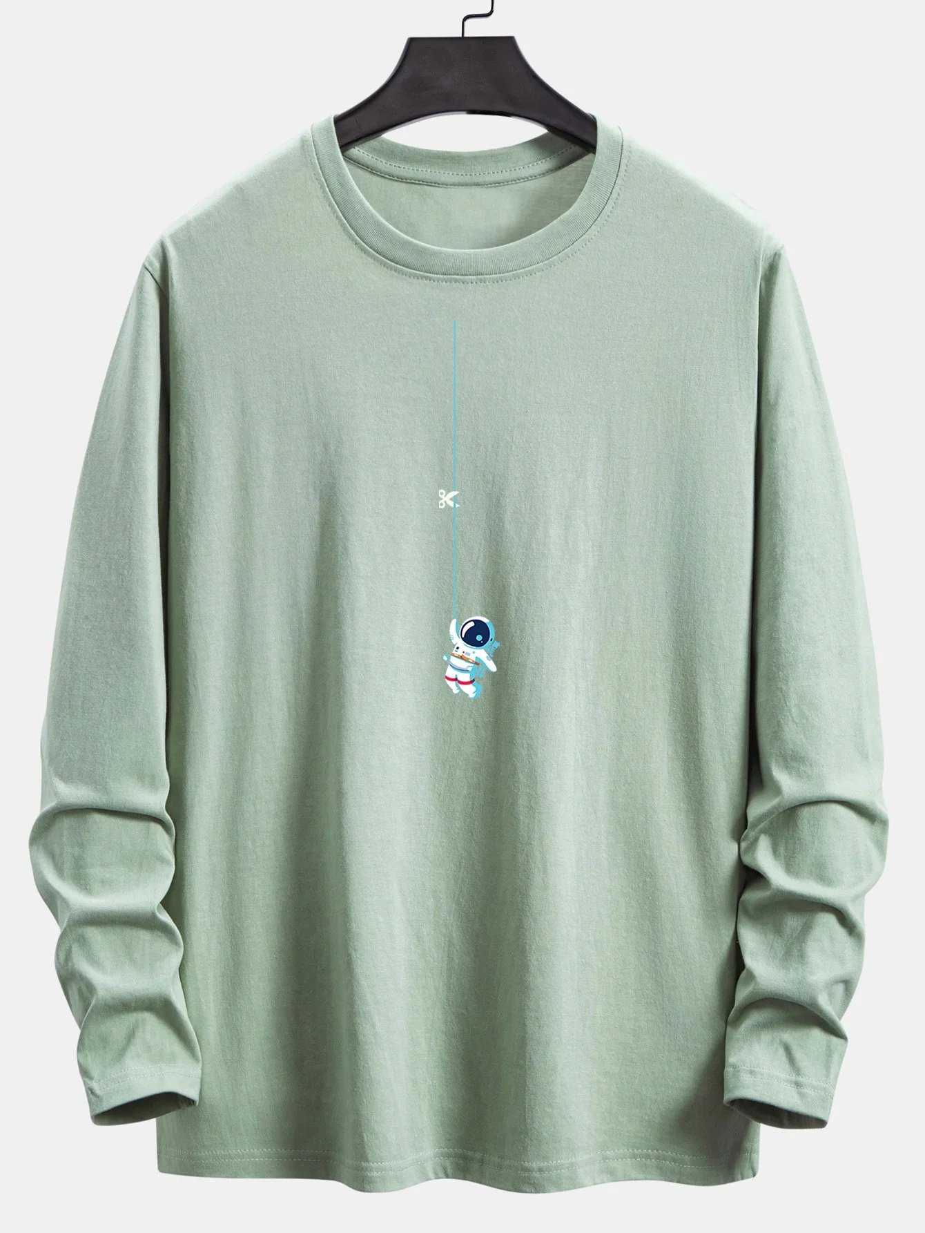 Langarm-Astronauten-Aufdruck Baumwoll-T-Shirt mit Seil - Image 8