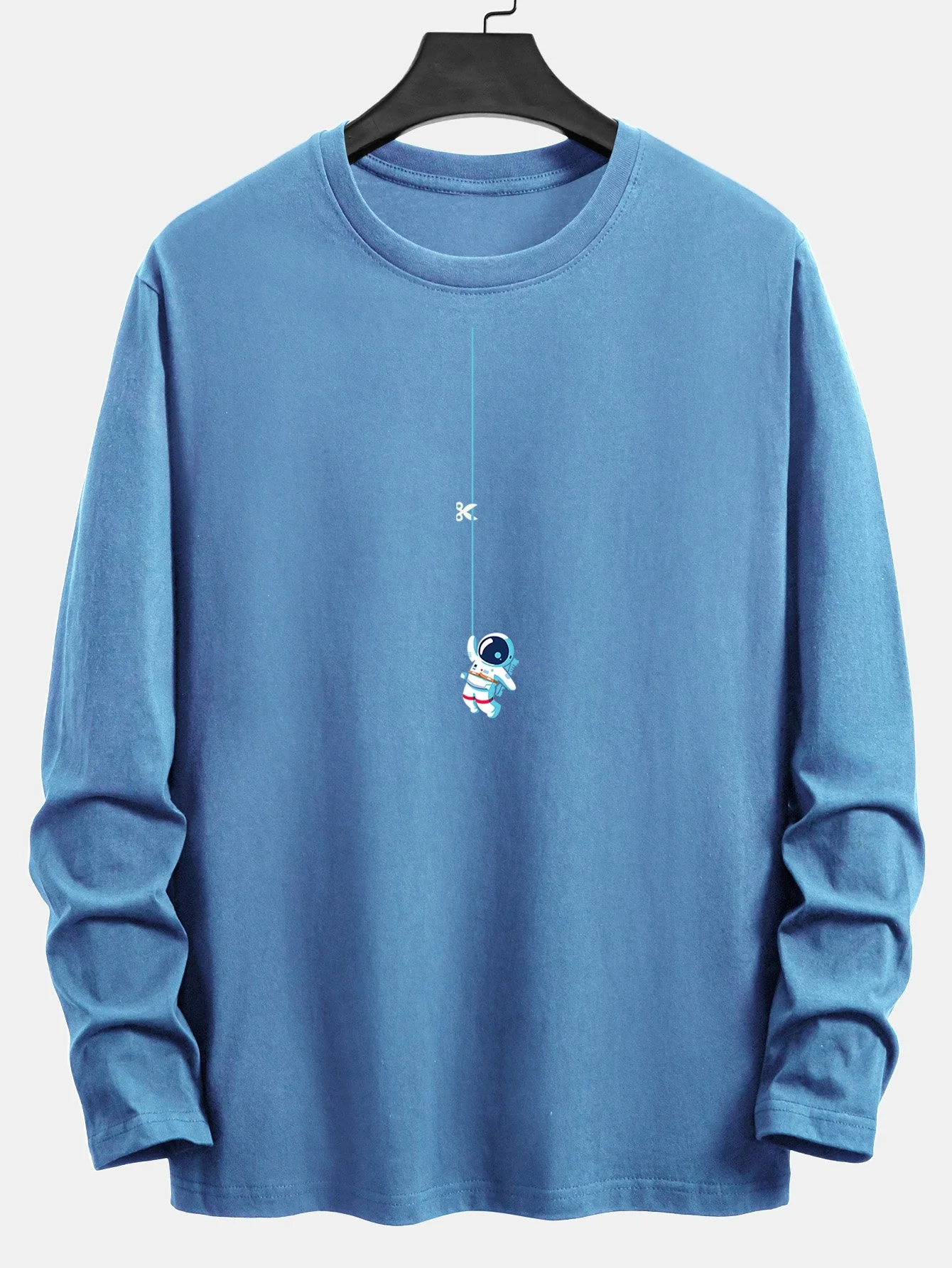 Langarm-Astronauten-Aufdruck Baumwoll-T-Shirt mit Seil - Image 9