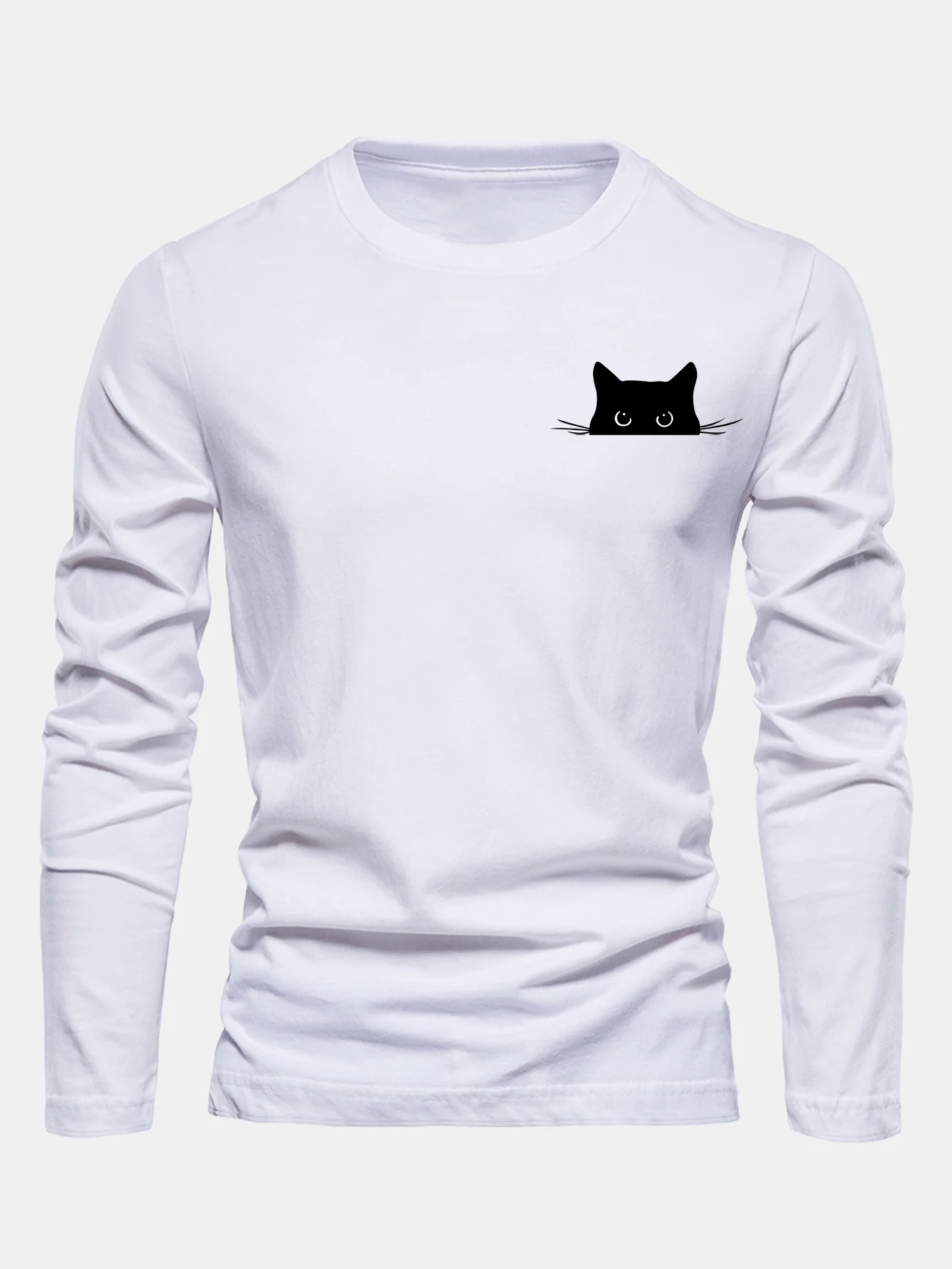 Langarmshirt aus Baumwolle mit schwarzem Katzenmotiv - Image 2