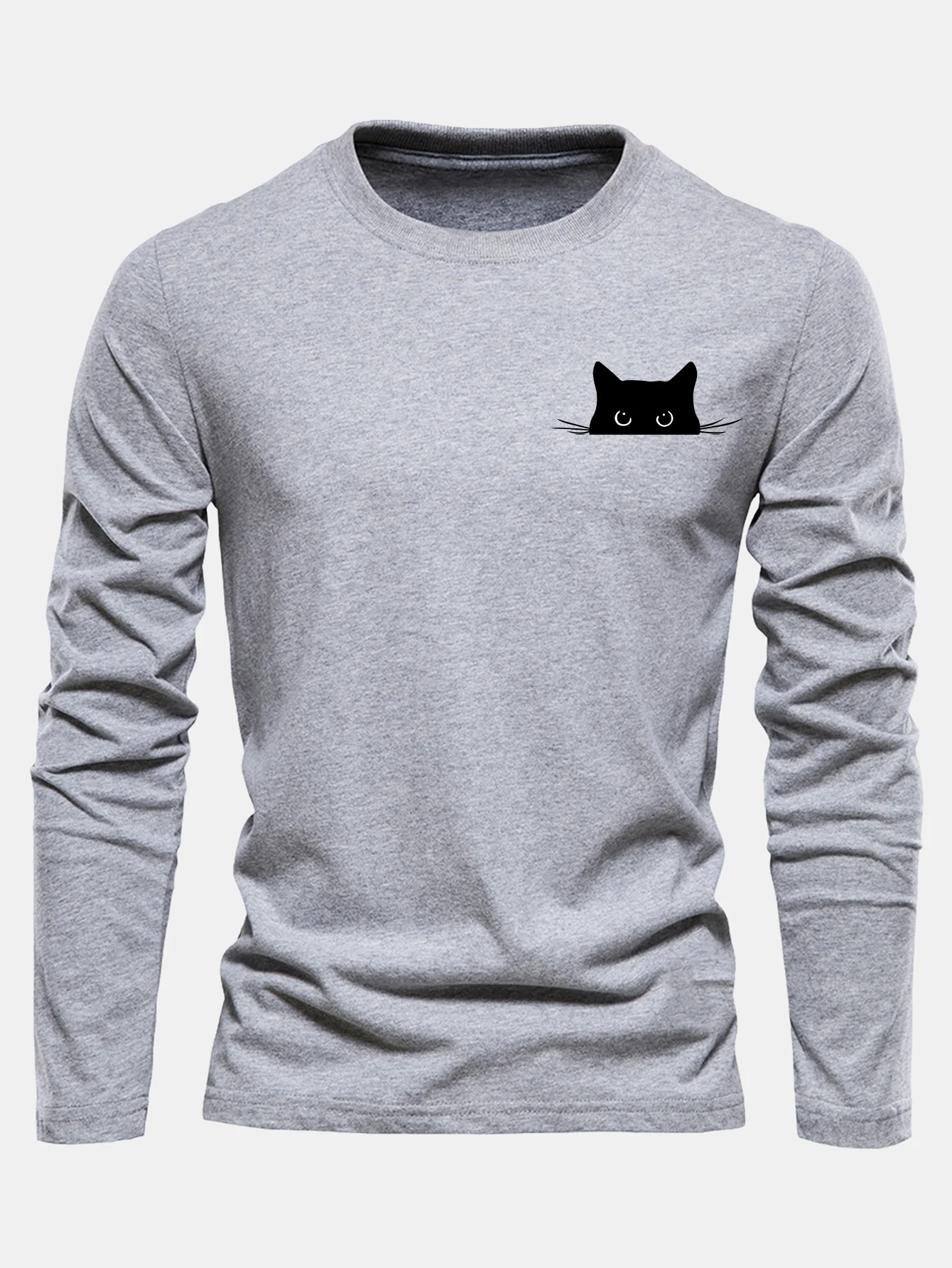 Langarmshirt aus Baumwolle mit schwarzem Katzenmotiv - Image 3