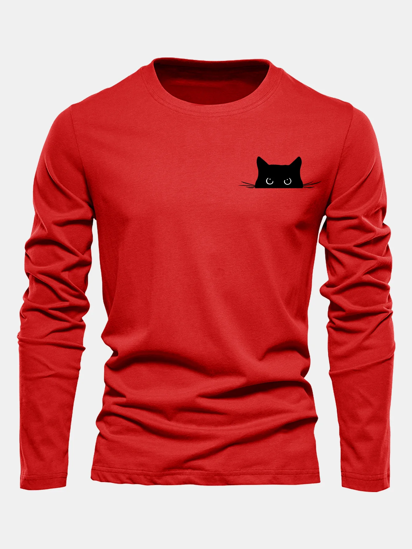 Langarmshirt aus Baumwolle mit schwarzem Katzenmotiv - Image 7