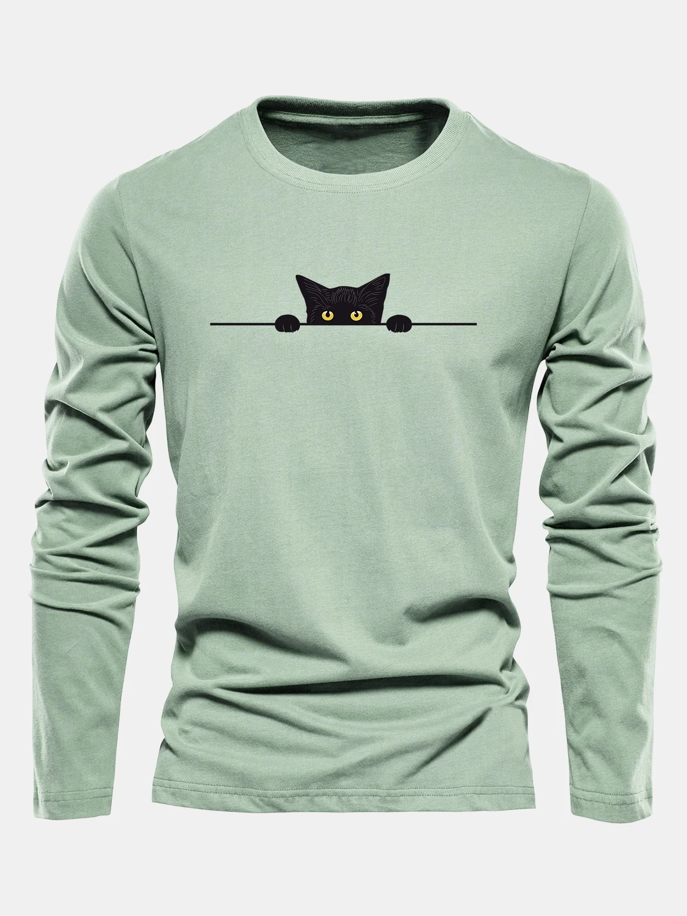 Langarmshirt aus Baumwolle mit schwarzem Katzenmotiv - Image 10