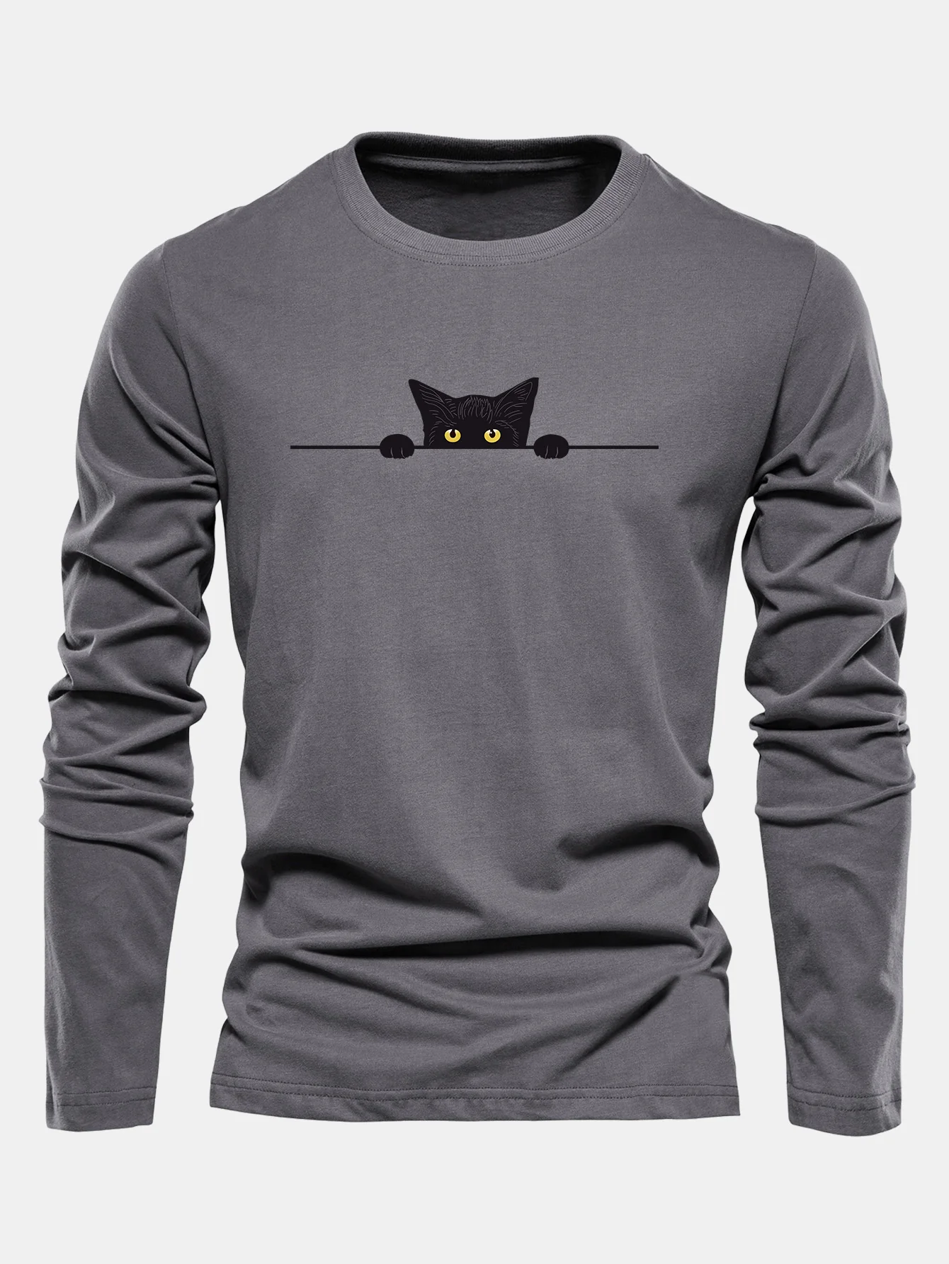 Langarmshirt aus Baumwolle mit schwarzem Katzenmotiv - Image 2