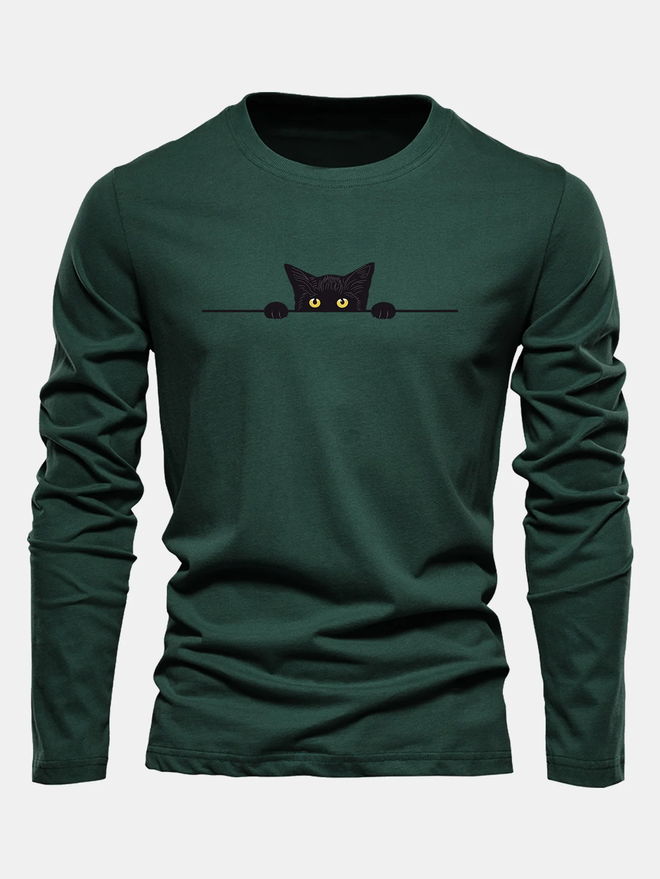Langarmshirt aus Baumwolle mit schwarzem Katzenmotiv - Image 4