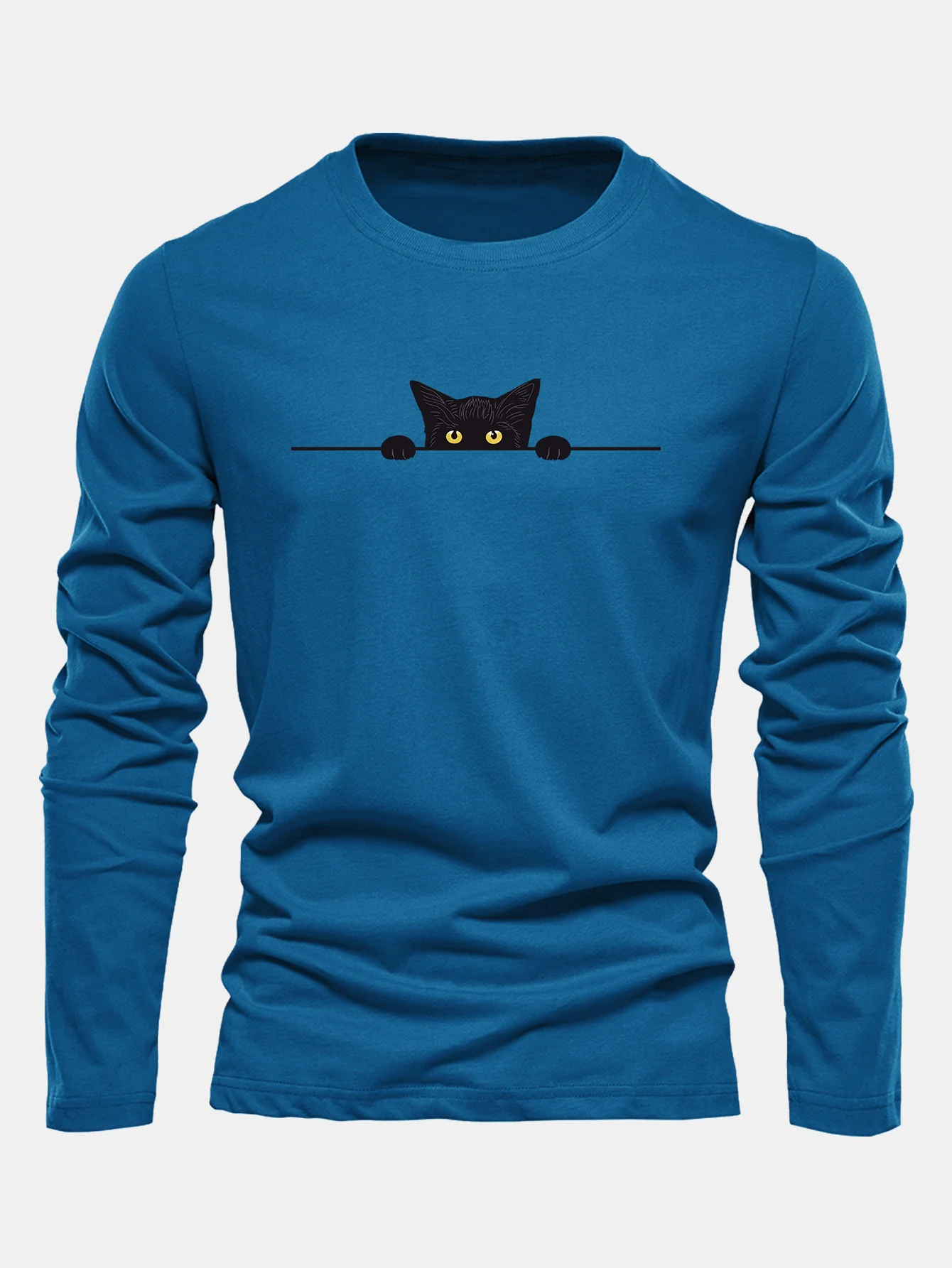 Langarmshirt aus Baumwolle mit schwarzem Katzenmotiv - Image 6