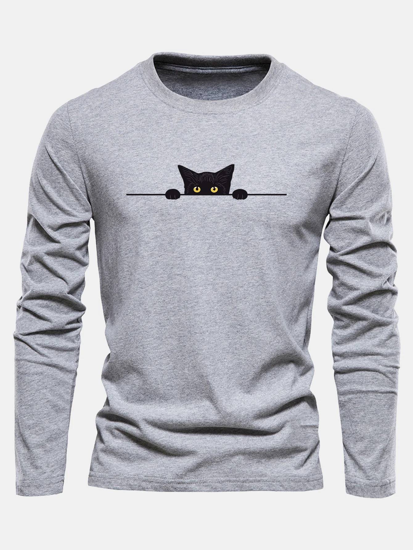 Langarmshirt aus Baumwolle mit schwarzem Katzenmotiv - Image 9