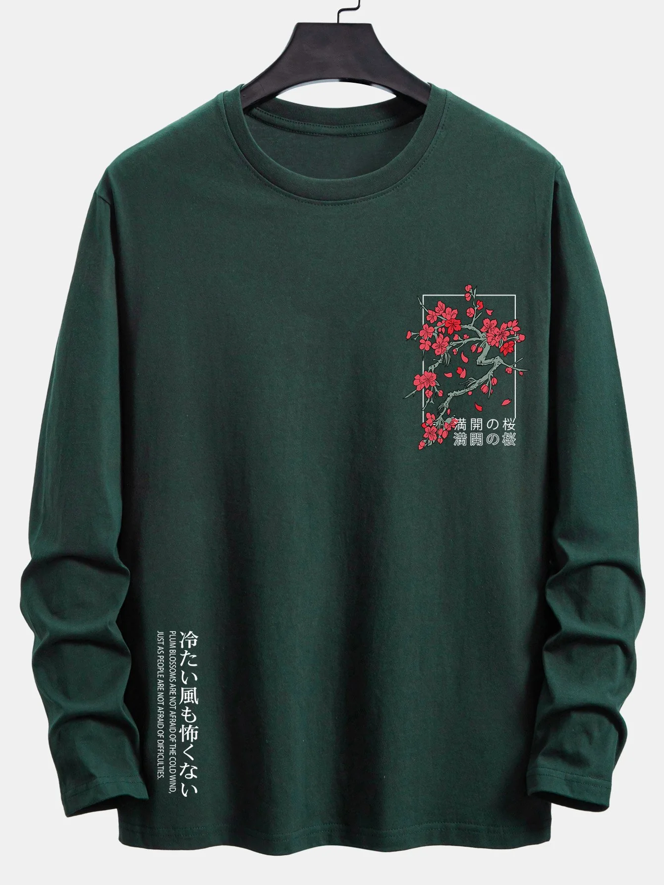 Langarm T-Shirt mit Kirschblüten-Slogan-Print aus Baumwolle - Image 2