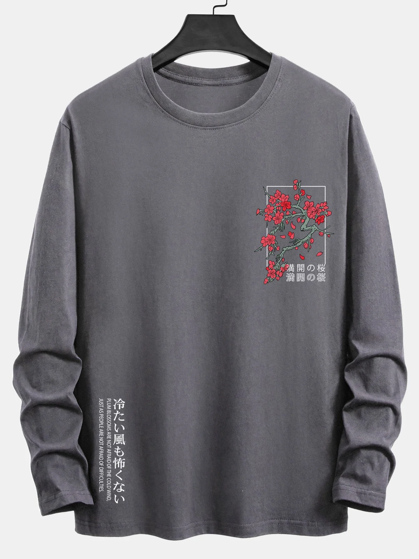 Langarm T-Shirt mit Kirschblüten-Slogan-Print aus Baumwolle - Image 3