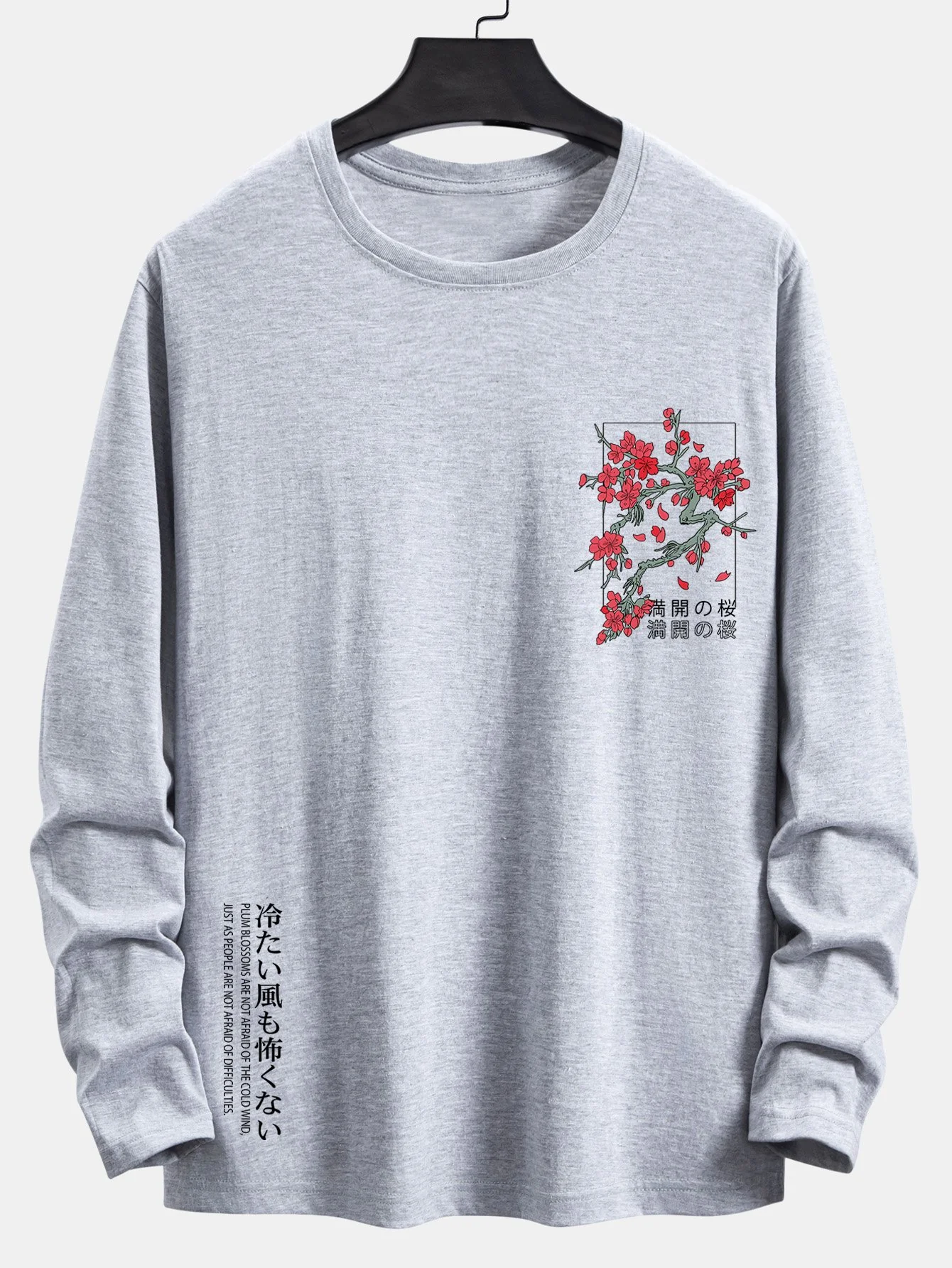 Langarm T-Shirt mit Kirschblüten-Slogan-Print aus Baumwolle - Image 8